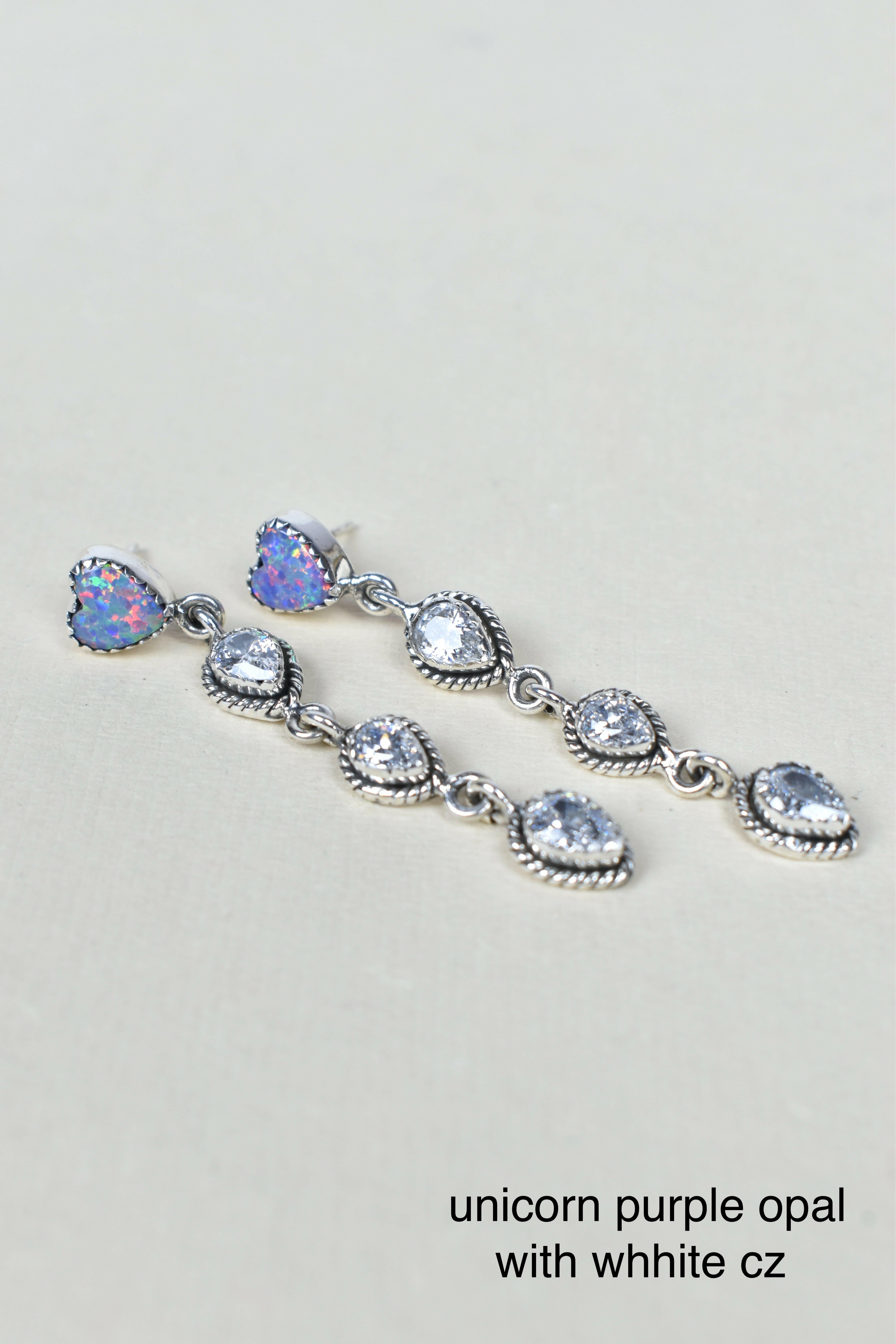 Heart And Stone Dangle Earrings-Drop Earrings-Krush Kandy, Women's Online Fashion Boutique Located in Phoenix, Arizona (Scottsdale Area)