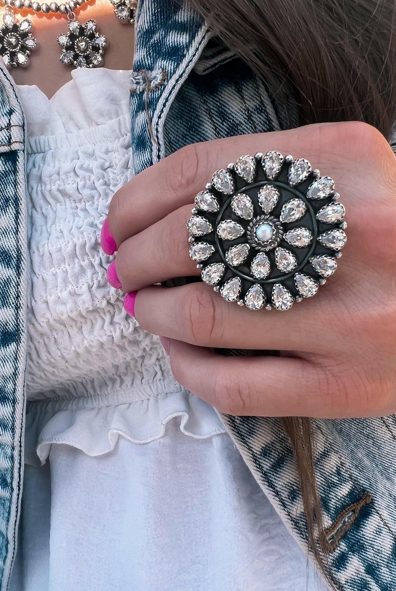 Crystal Cluster Sterling Silver Ring-Krush Kandy, Women's Online Fashion Boutique Located in Phoenix, Arizona (Scottsdale Area)