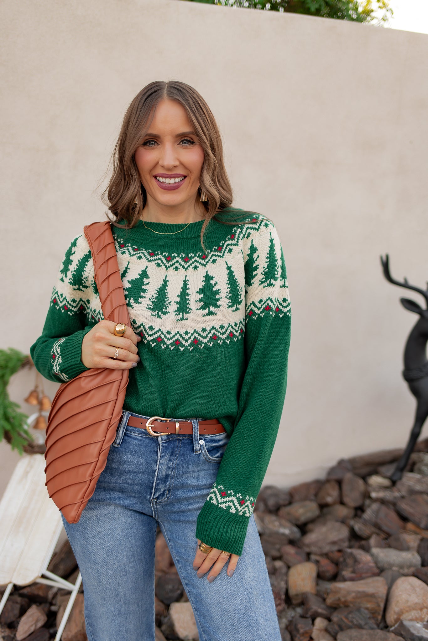 Vintage Pines Soft Knit Holiday Sweater-Sweaters-Krush Kandy, Women's Online Fashion Boutique Located in Phoenix, Arizona (Scottsdale Area)