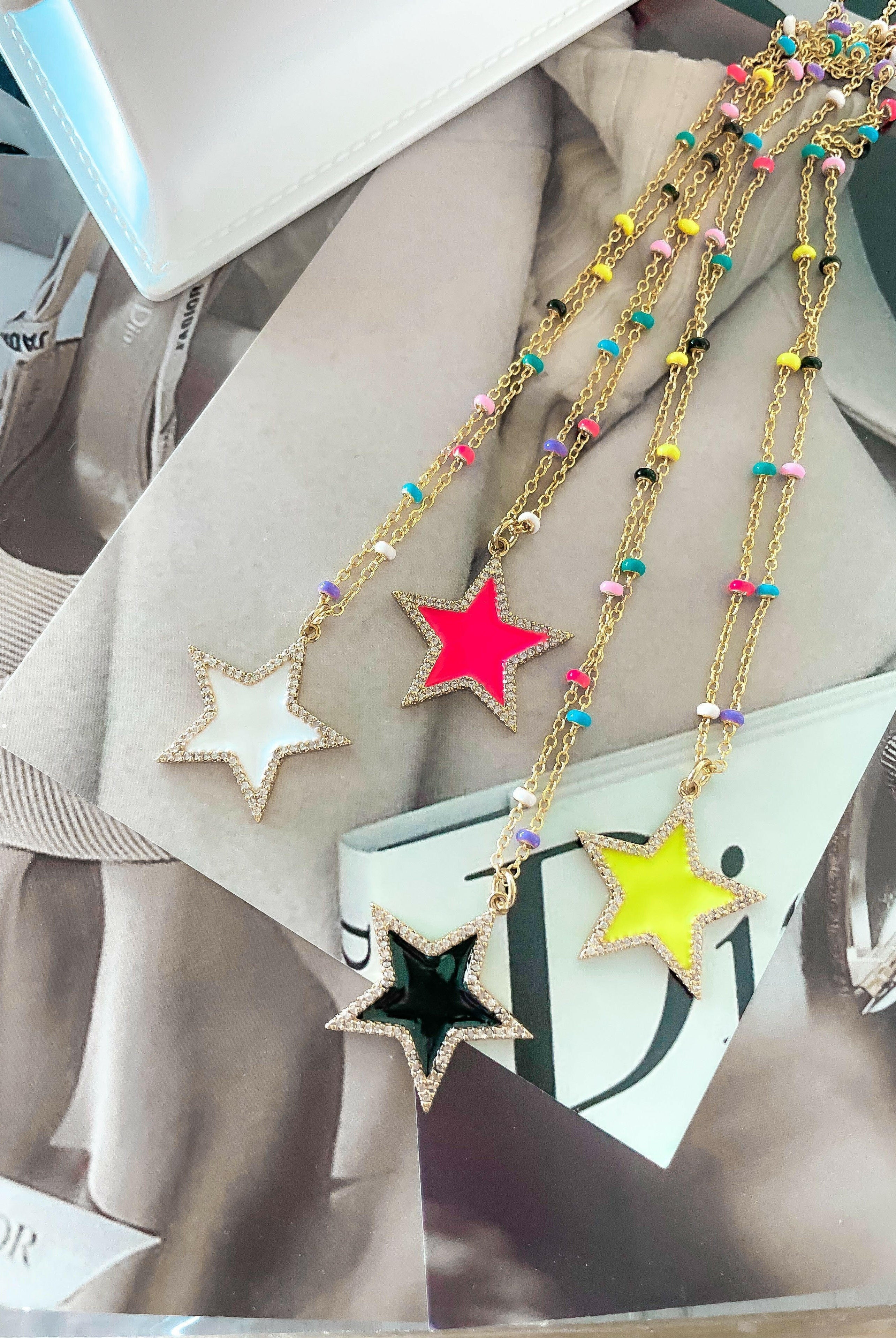The Cutest Enamel Star Necklace-Necklaces-Krush Kandy, Women's Online Fashion Boutique Located in Phoenix, Arizona (Scottsdale Area)
