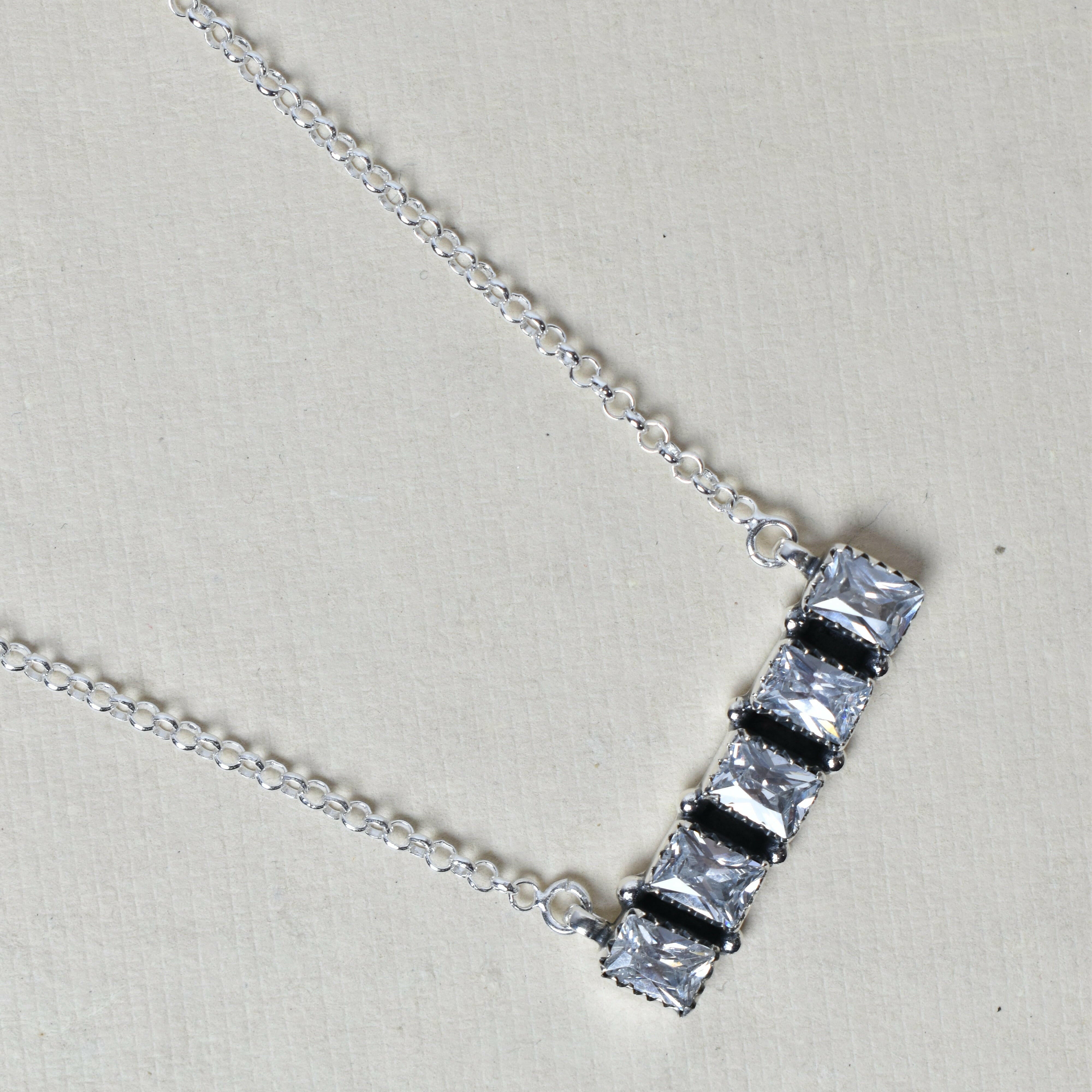 Quintabulous Sterling Silver Necklace-Bar Necklaces-Krush Kandy, Women's Online Fashion Boutique Located in Phoenix, Arizona (Scottsdale Area)