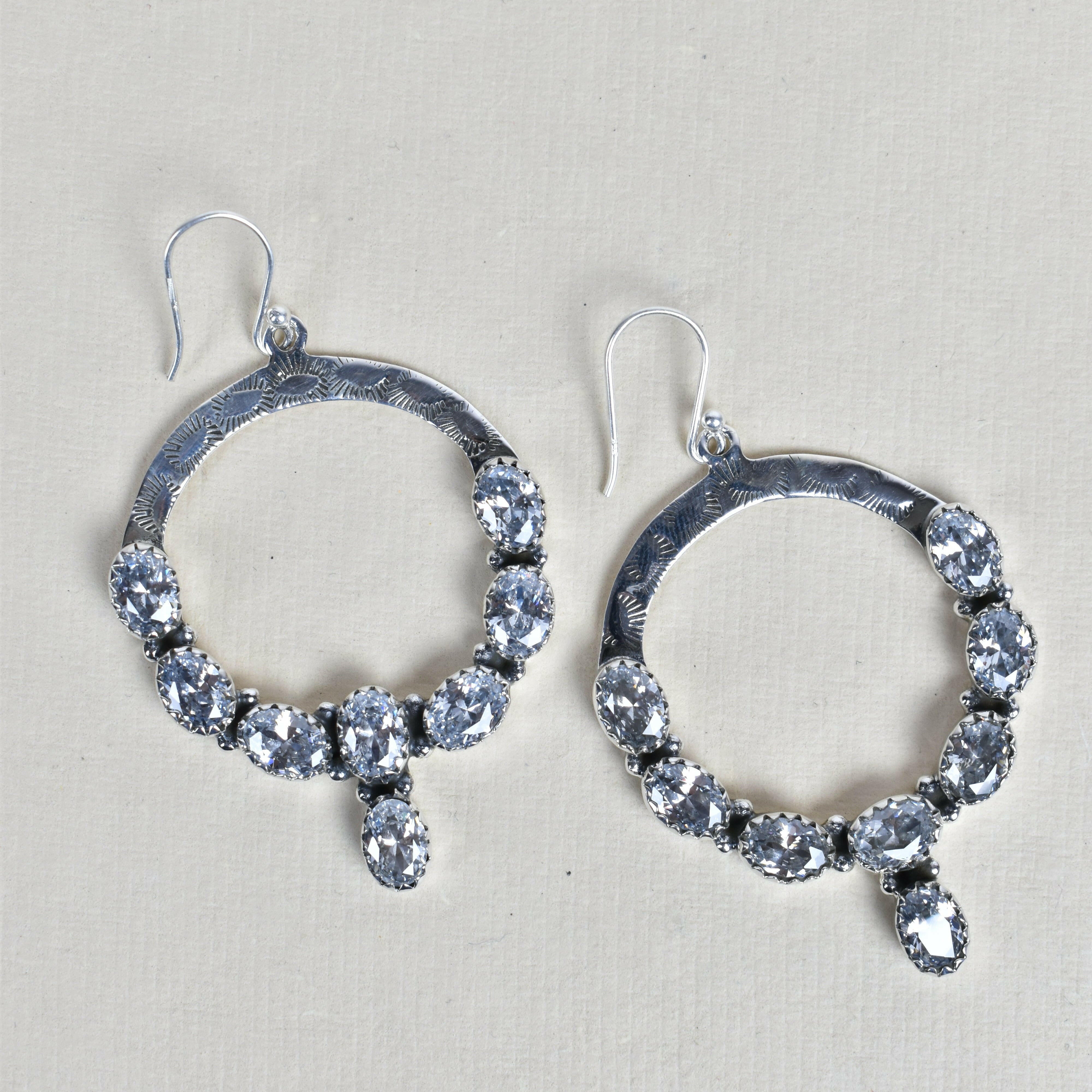 Hammered Hoop & Gemmed Loop Earring-Hoop Earrings-Krush Kandy, Women's Online Fashion Boutique Located in Phoenix, Arizona (Scottsdale Area)