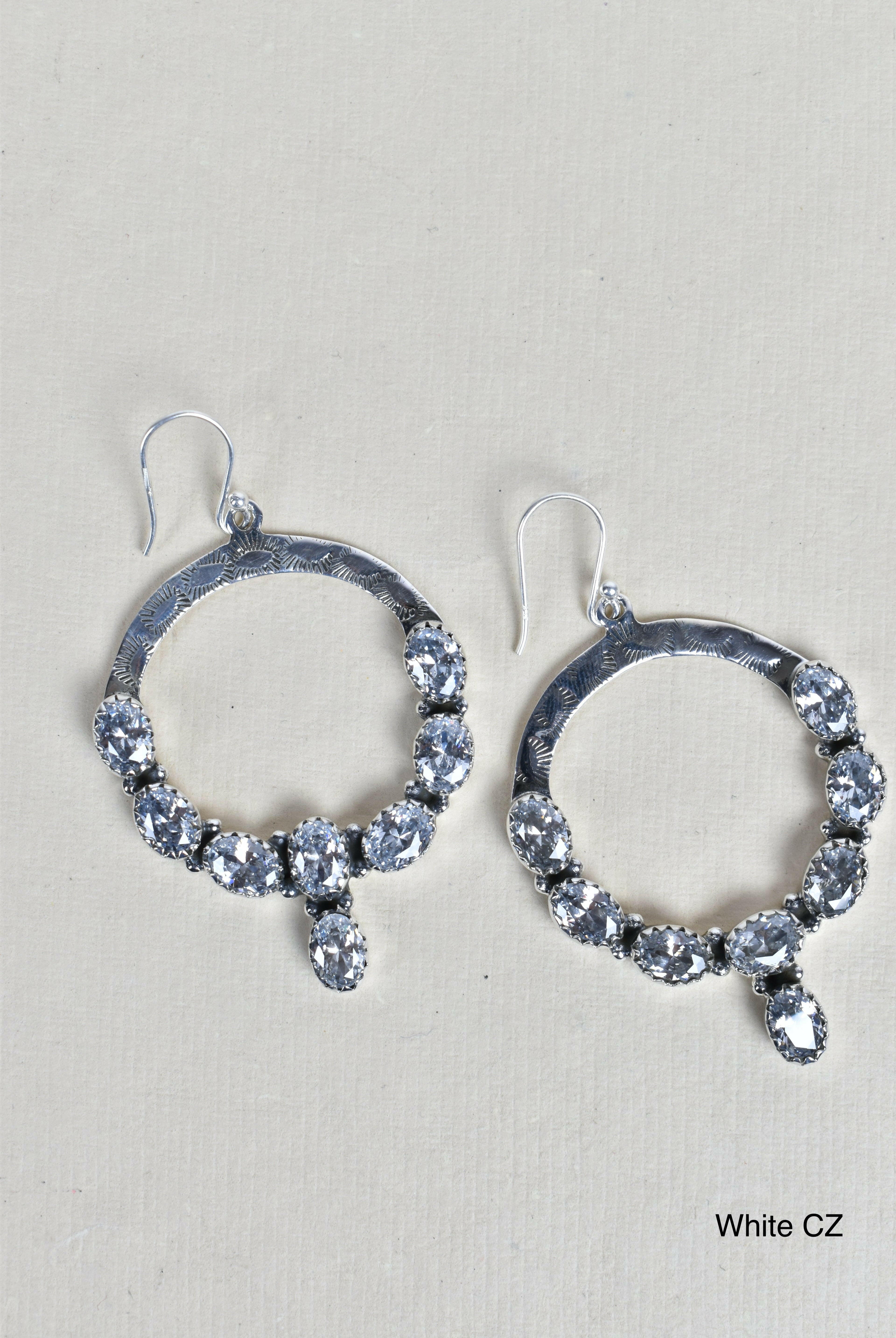 Hammered Hoop & Gemmed Loop Earring-Hoop Earrings-Krush Kandy, Women's Online Fashion Boutique Located in Phoenix, Arizona (Scottsdale Area)