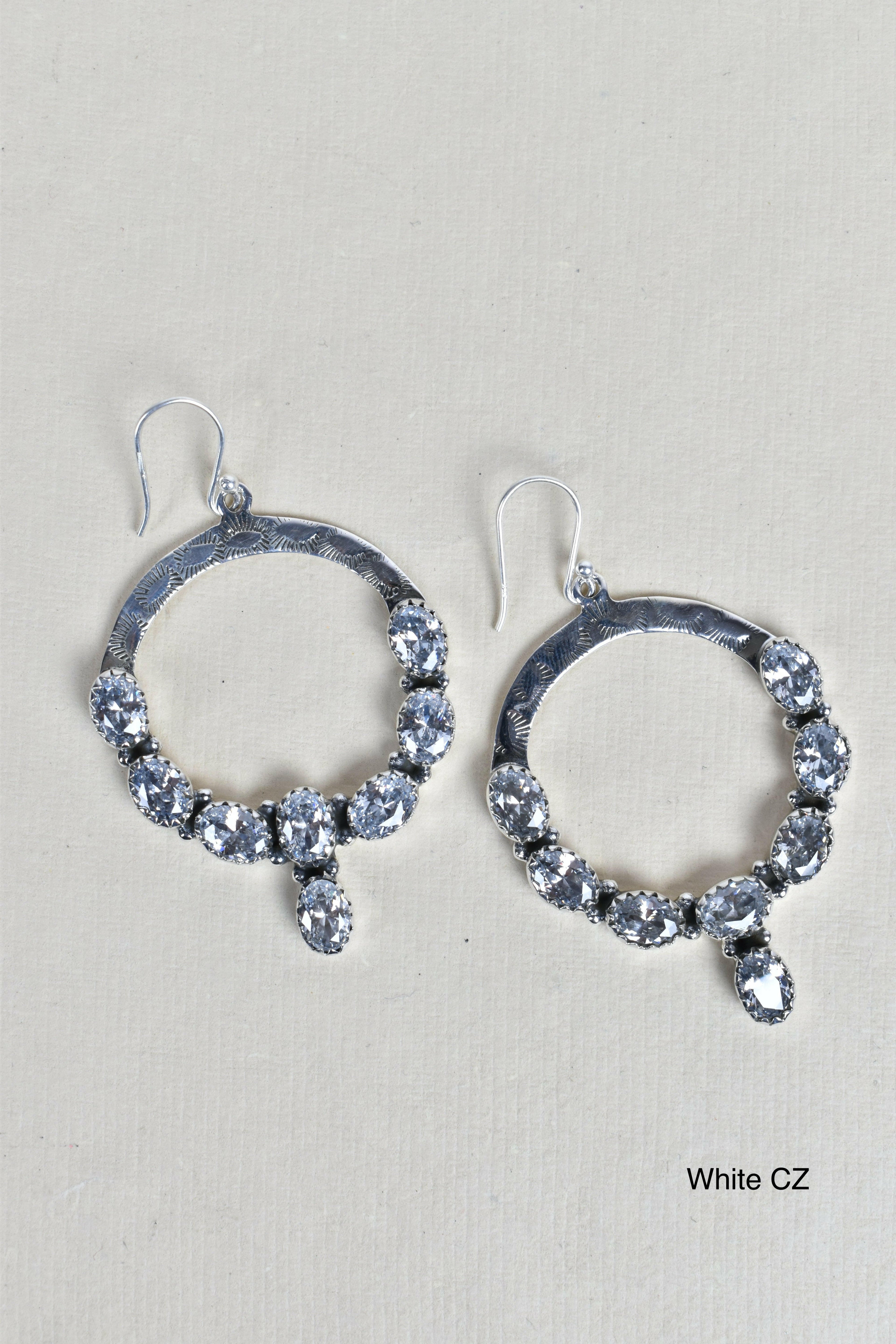 Hammered Hoop & Gemmed Loop Earring-Hoop Earrings-Krush Kandy, Women's Online Fashion Boutique Located in Phoenix, Arizona (Scottsdale Area)