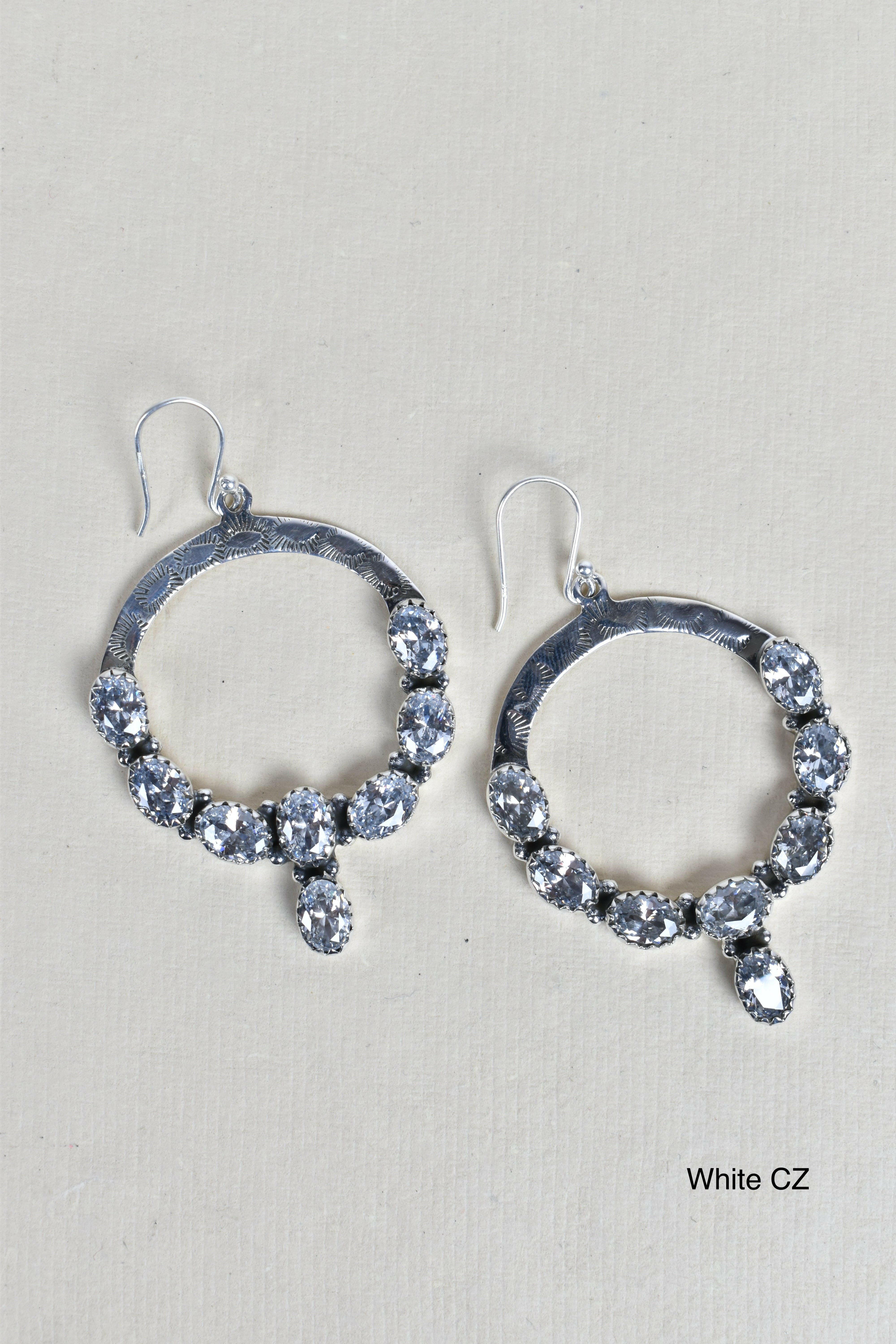 Hammered Hoop & Gemmed Loop Earring-Hoop Earrings-Krush Kandy, Women's Online Fashion Boutique Located in Phoenix, Arizona (Scottsdale Area)