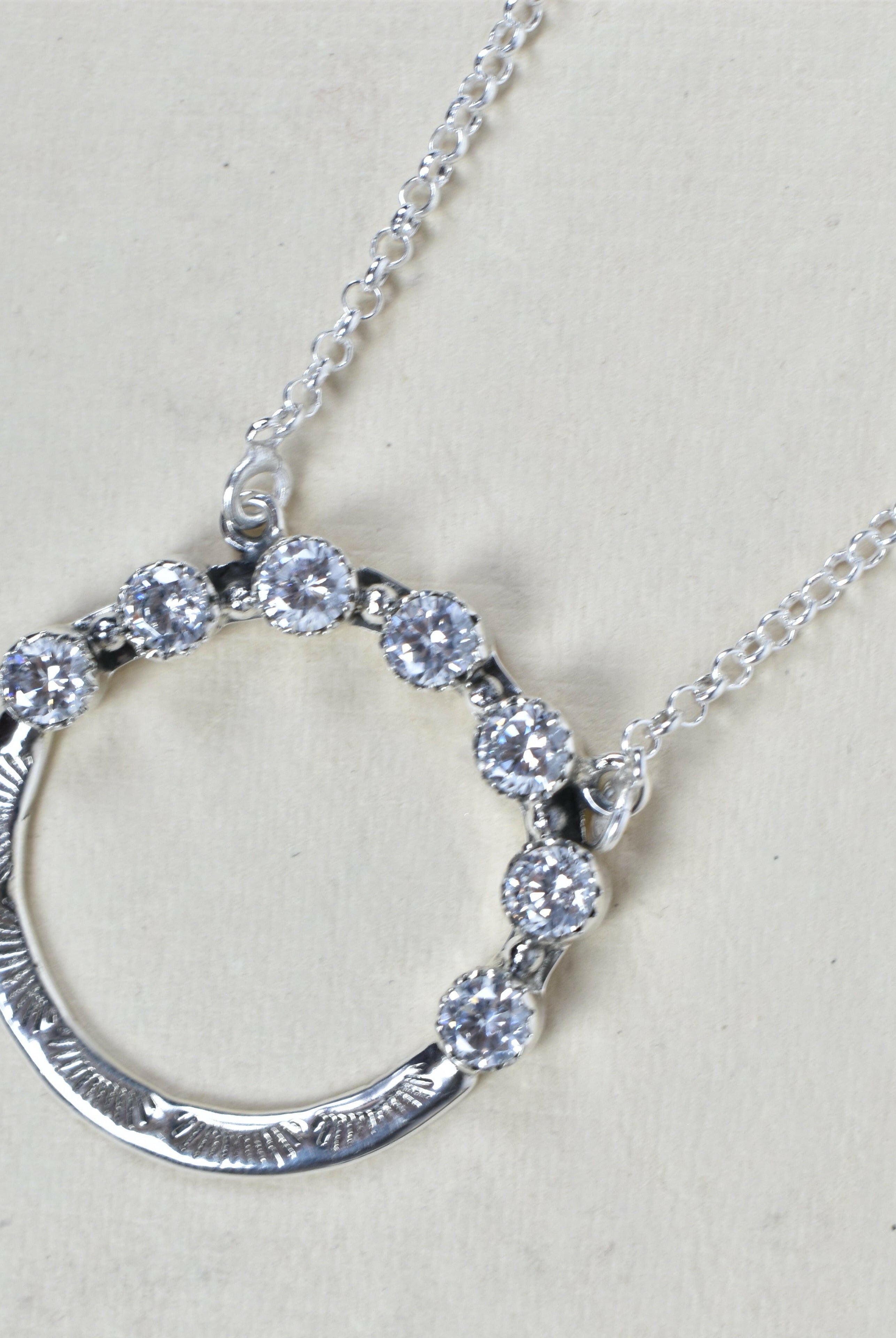 Luna's Crescent Gemstone Necklace-Pendant Necklaces-Krush Kandy, Women's Online Fashion Boutique Located in Phoenix, Arizona (Scottsdale Area)