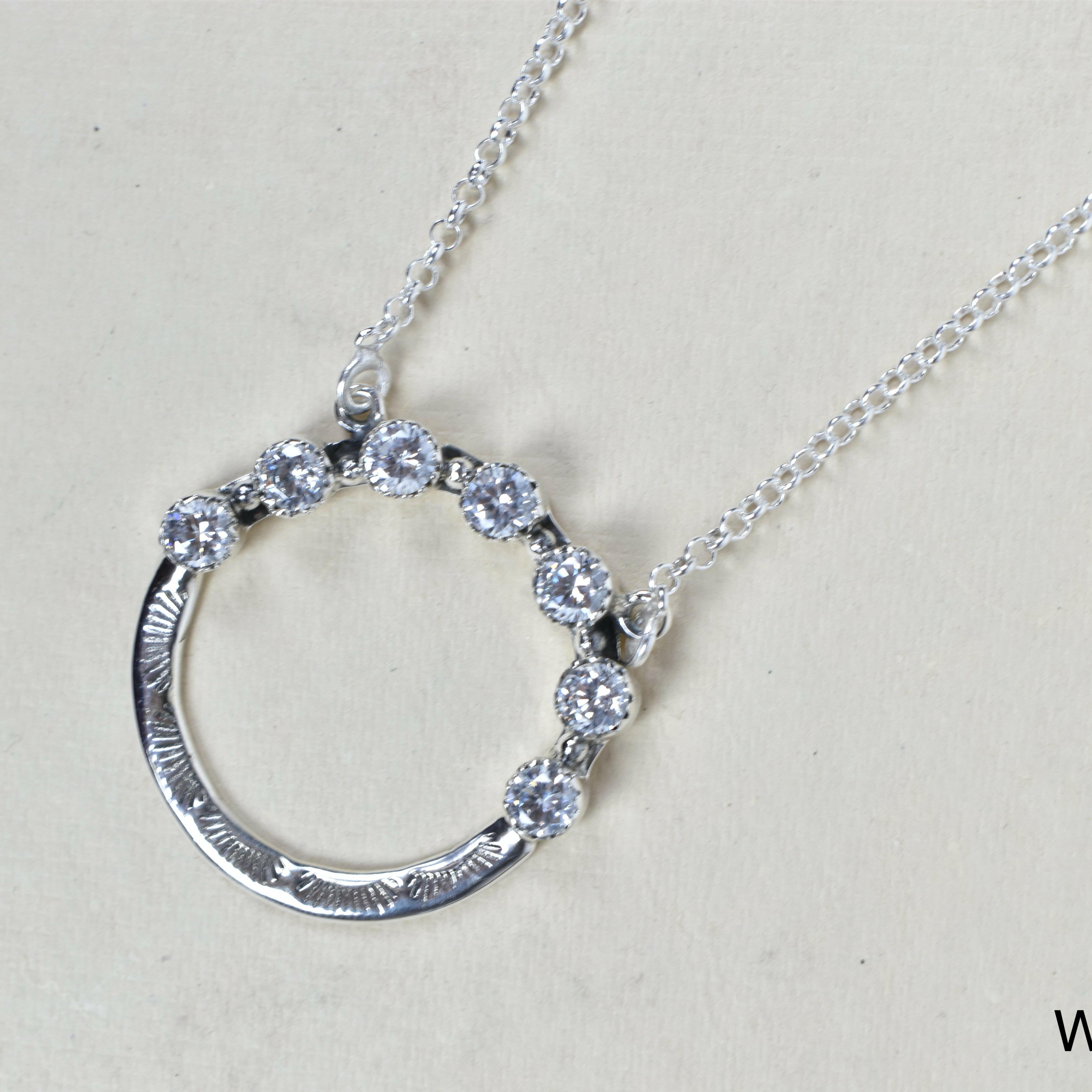 Luna's Crescent Gemstone Necklace-Pendant Necklaces-Krush Kandy, Women's Online Fashion Boutique Located in Phoenix, Arizona (Scottsdale Area)