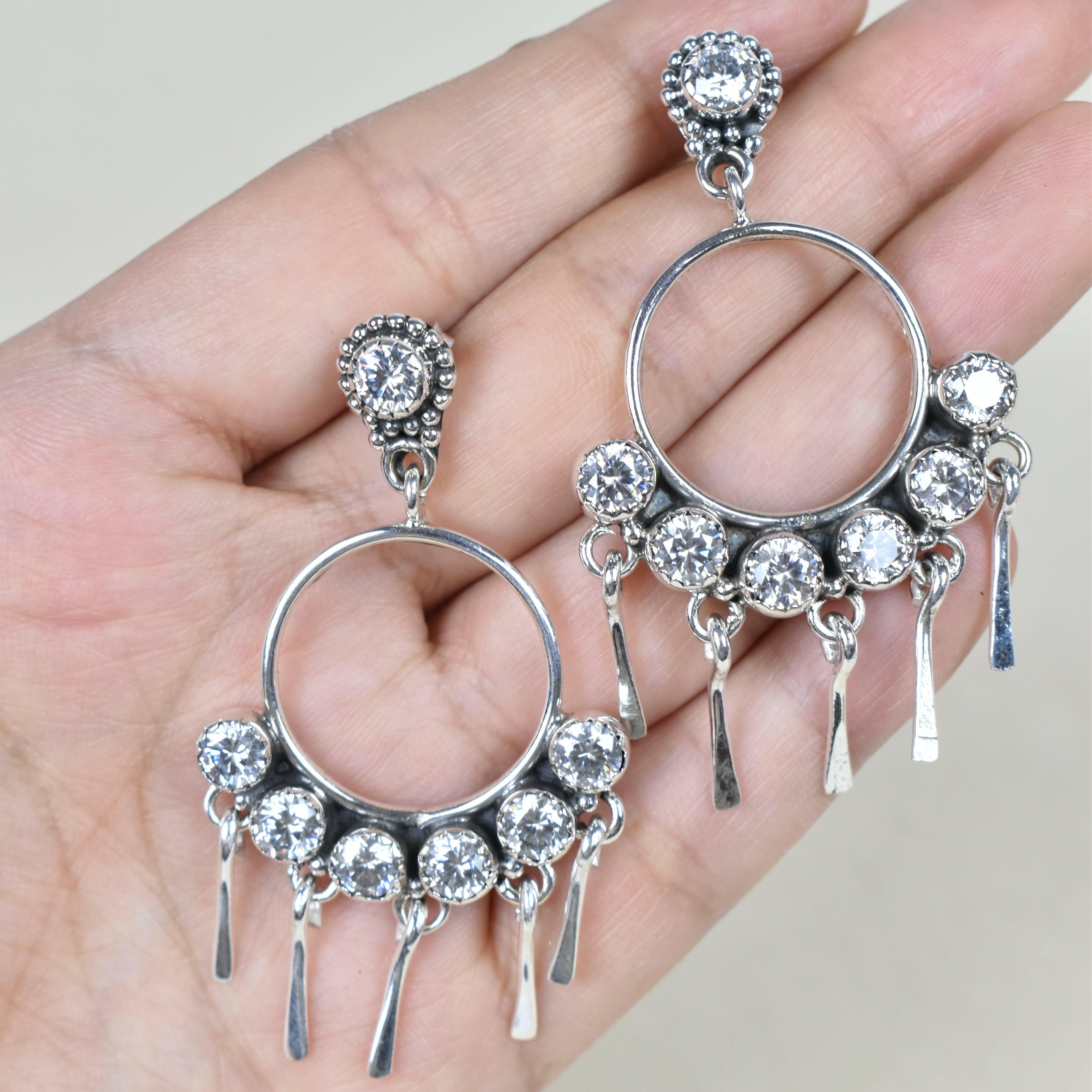 7 Jewel Hoop Studded Dangle Earring-Drop Earrings-Krush Kandy, Women's Online Fashion Boutique Located in Phoenix, Arizona (Scottsdale Area)