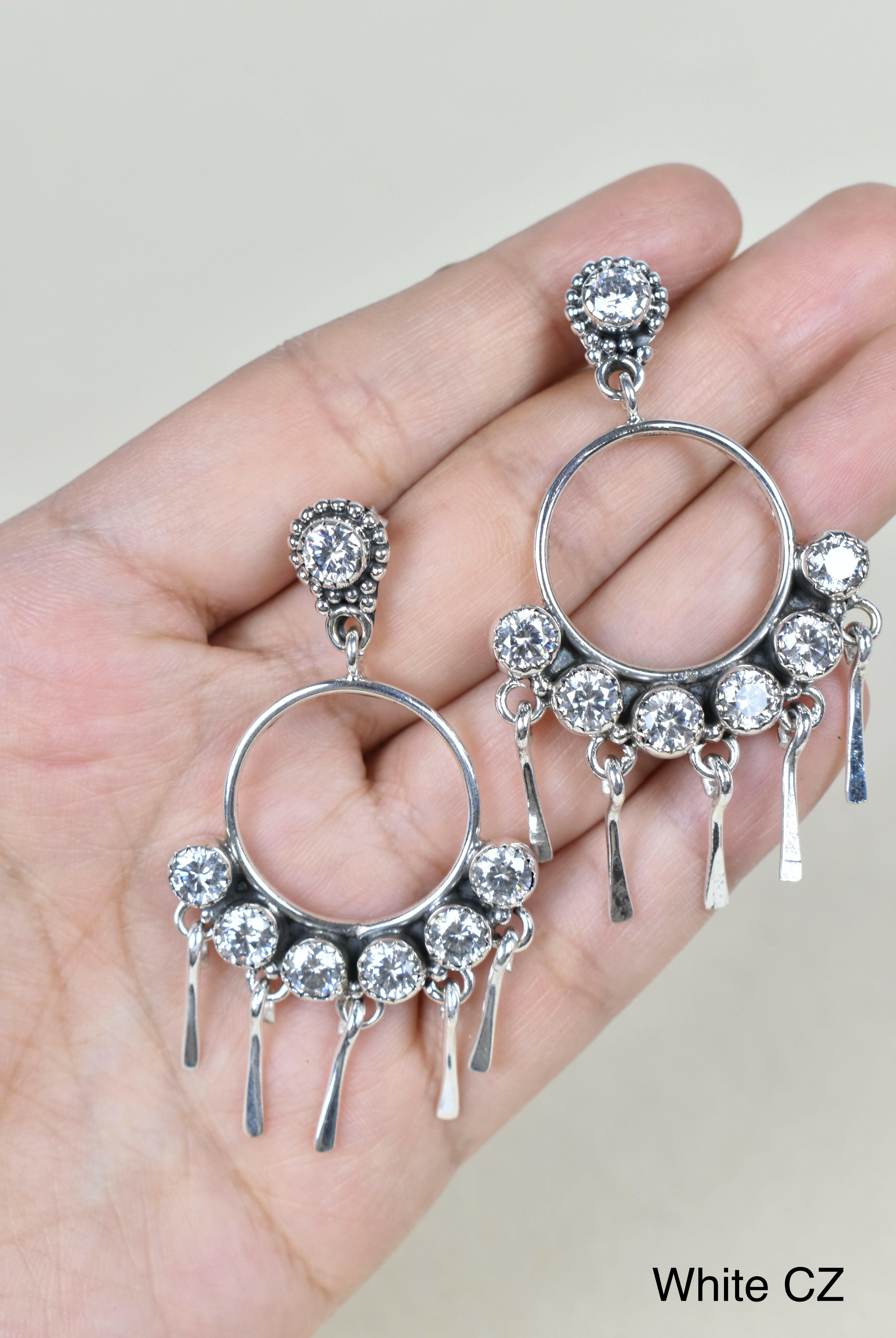 7 Jewel Hoop Studded Dangle Earring-Drop Earrings-Krush Kandy, Women's Online Fashion Boutique Located in Phoenix, Arizona (Scottsdale Area)
