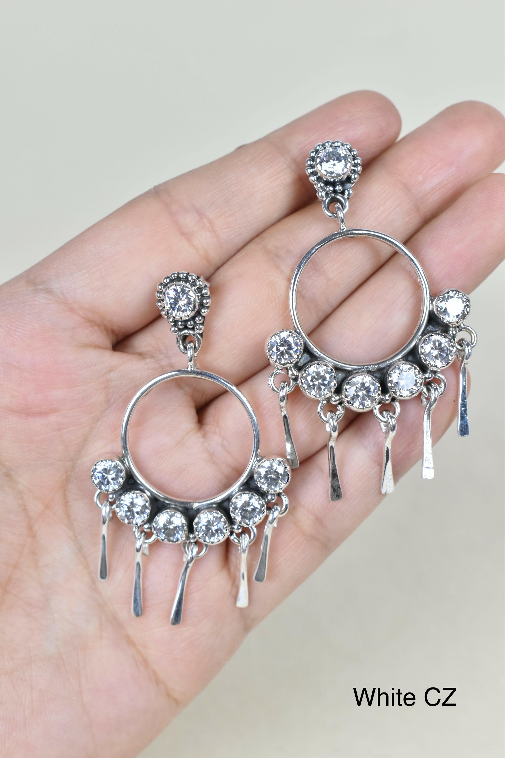 7 Jewel Hoop Studded Dangle Earring-Drop Earrings-Krush Kandy, Women's Online Fashion Boutique Located in Phoenix, Arizona (Scottsdale Area)