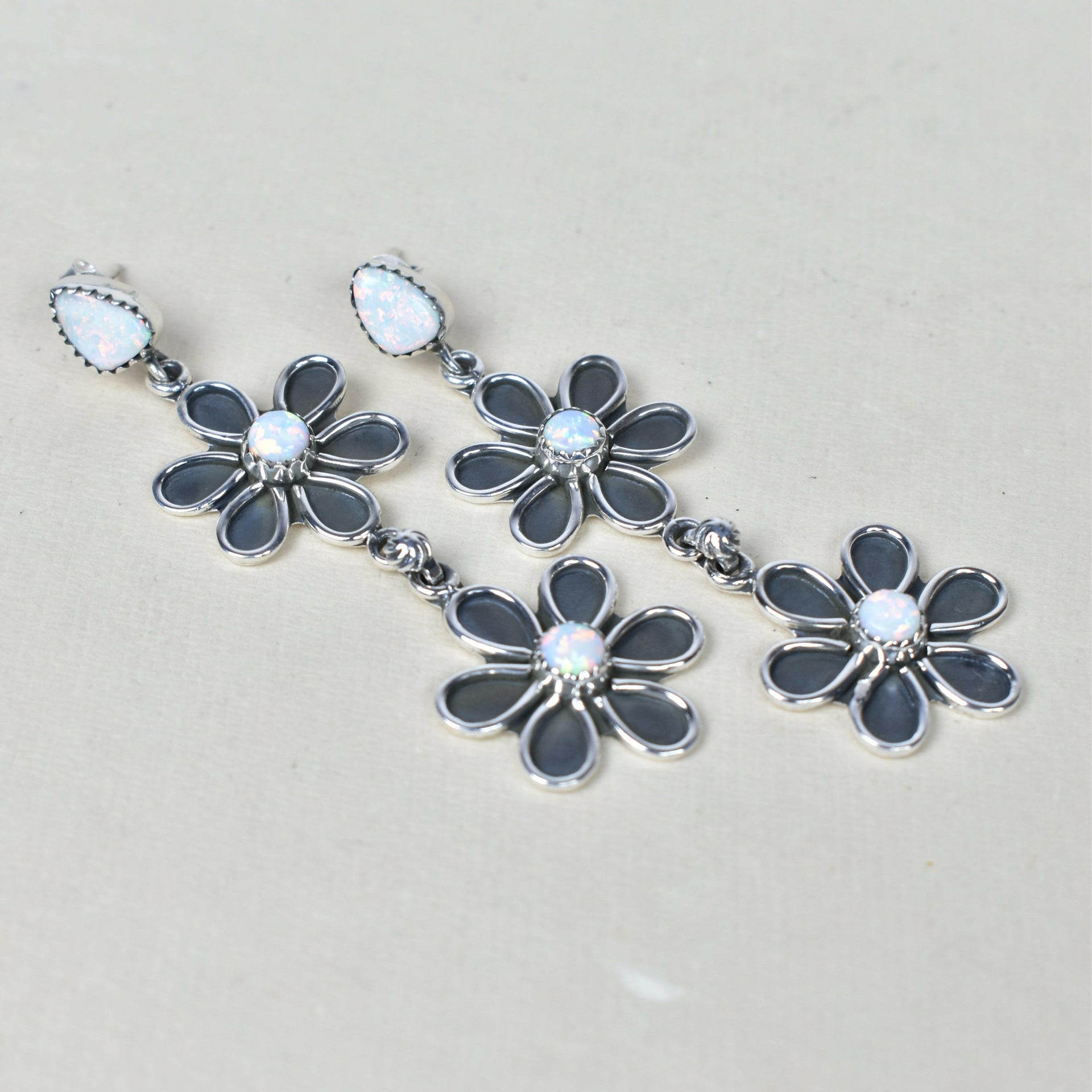 Double Daisy Dangle Earrings-Drop Earrings-Krush Kandy, Women's Online Fashion Boutique Located in Phoenix, Arizona (Scottsdale Area)