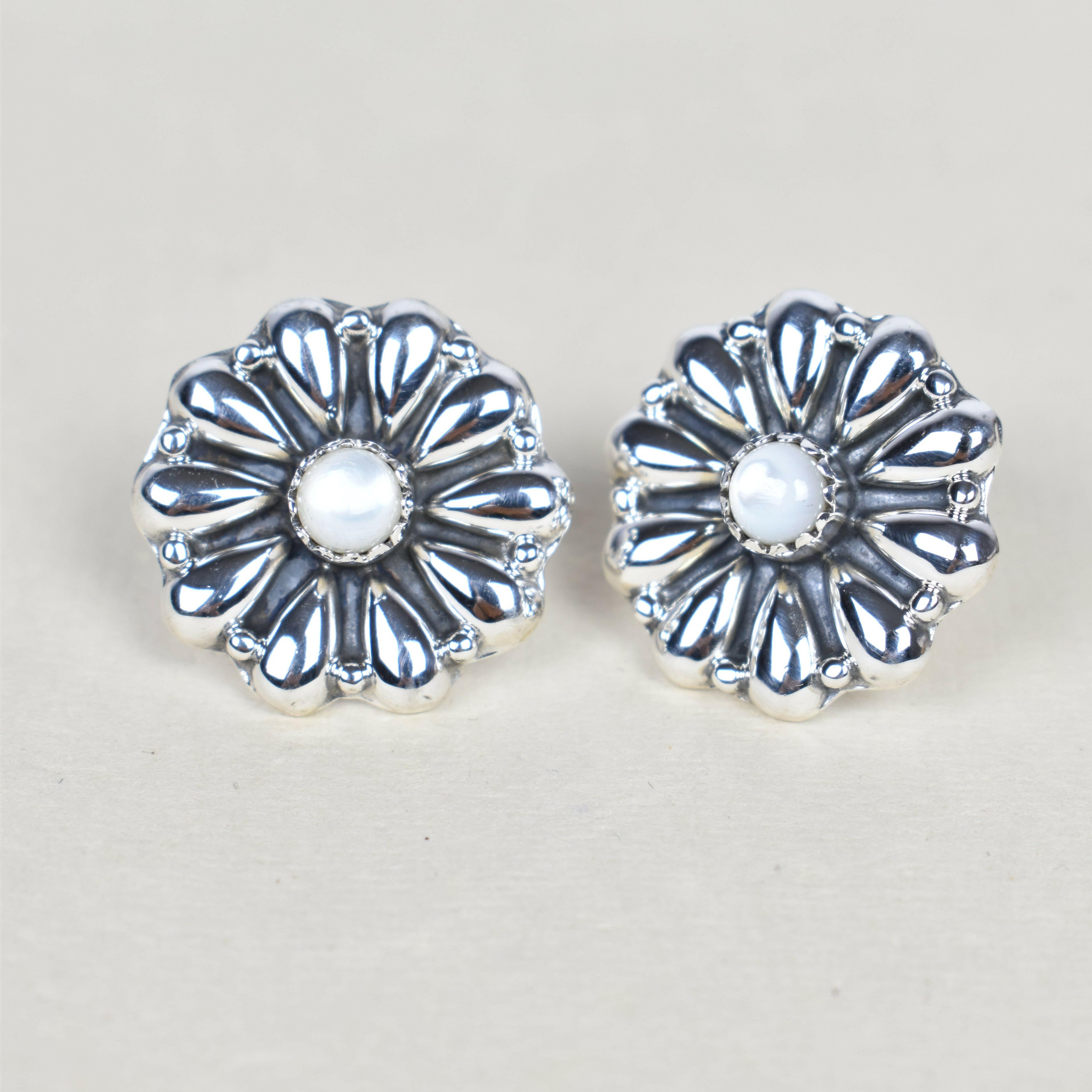Sterling Silver Daisy Concho Stud Earrings-Stud Earrings-Krush Kandy, Women's Online Fashion Boutique Located in Phoenix, Arizona (Scottsdale Area)