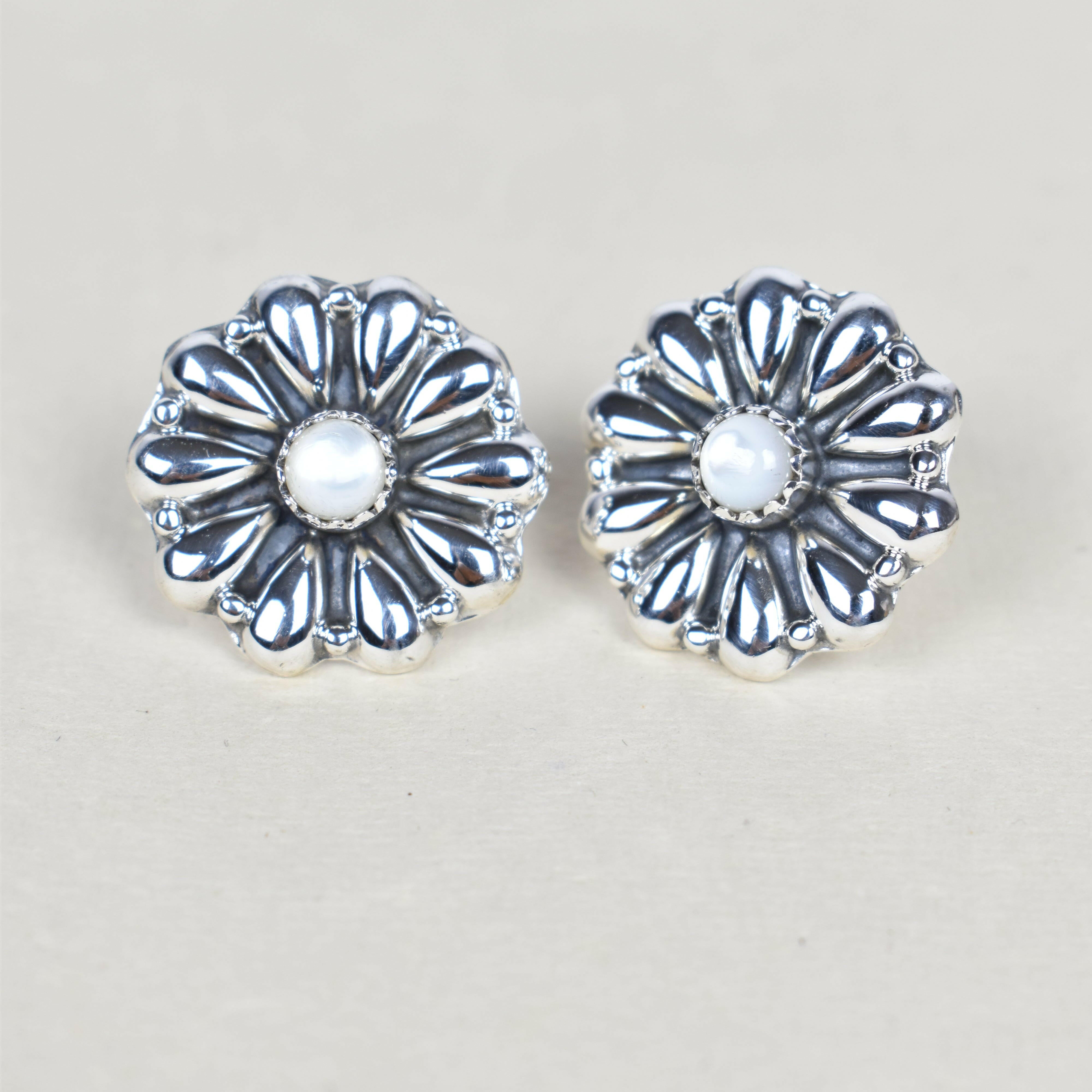 Sterling Silver Daisy Concho Stud Earrings-Stud Earrings-Krush Kandy, Women's Online Fashion Boutique Located in Phoenix, Arizona (Scottsdale Area)