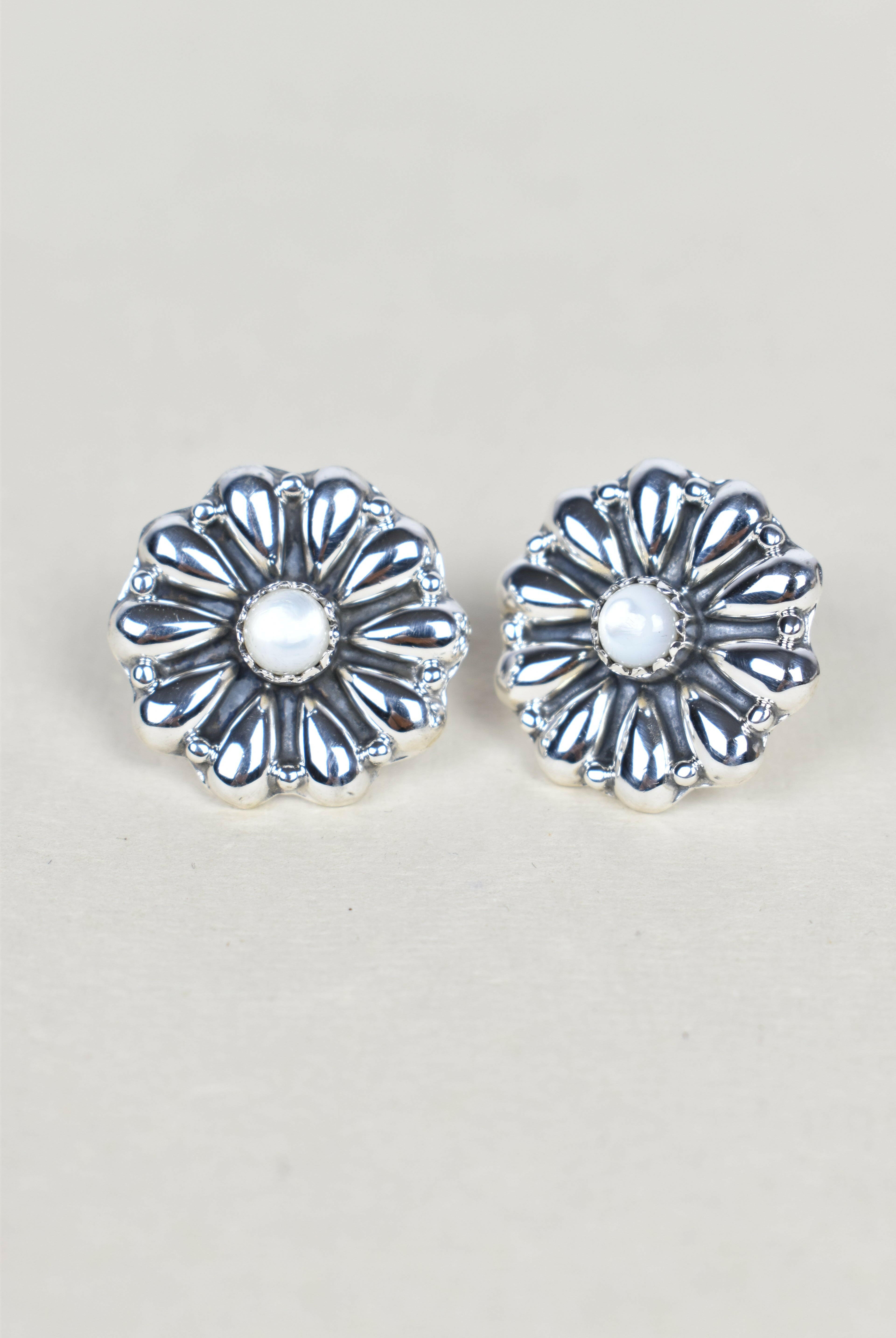 Sterling Silver Daisy Concho Stud Earrings-Stud Earrings-Krush Kandy, Women's Online Fashion Boutique Located in Phoenix, Arizona (Scottsdale Area)