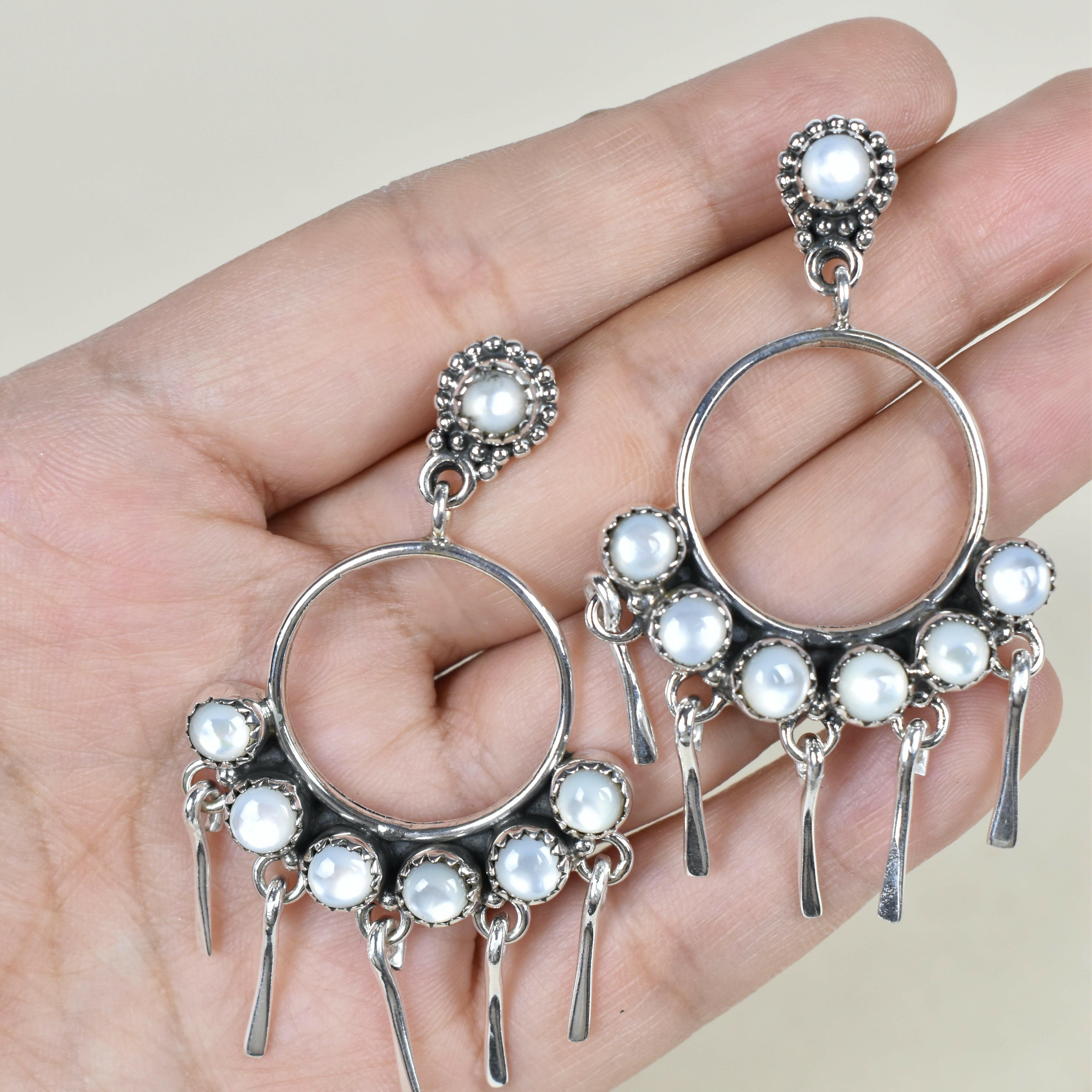 7 Jewel Hoop Studded Dangle Earring-Drop Earrings-Krush Kandy, Women's Online Fashion Boutique Located in Phoenix, Arizona (Scottsdale Area)