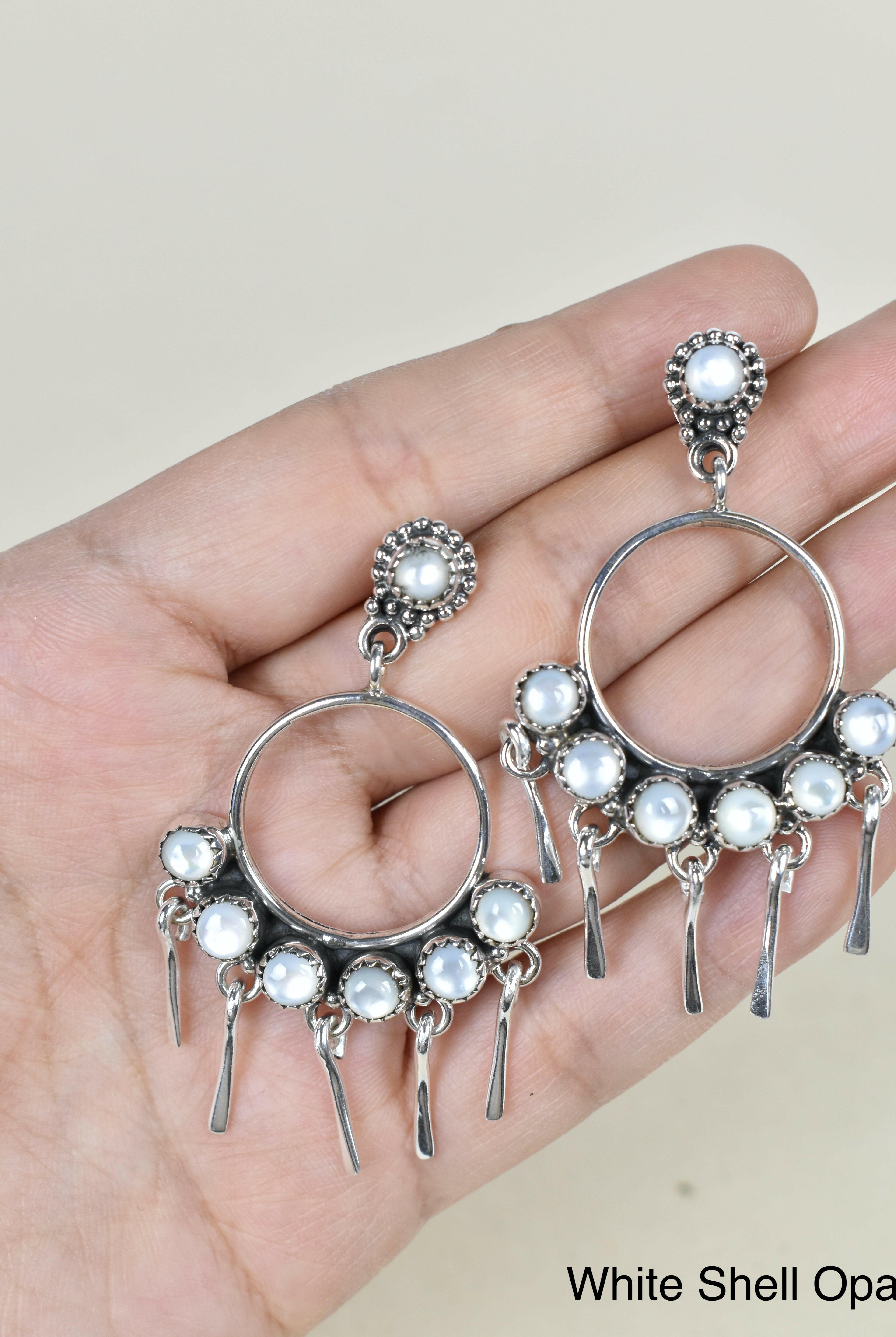 7 Jewel Hoop Studded Dangle Earring-Drop Earrings-Krush Kandy, Women's Online Fashion Boutique Located in Phoenix, Arizona (Scottsdale Area)