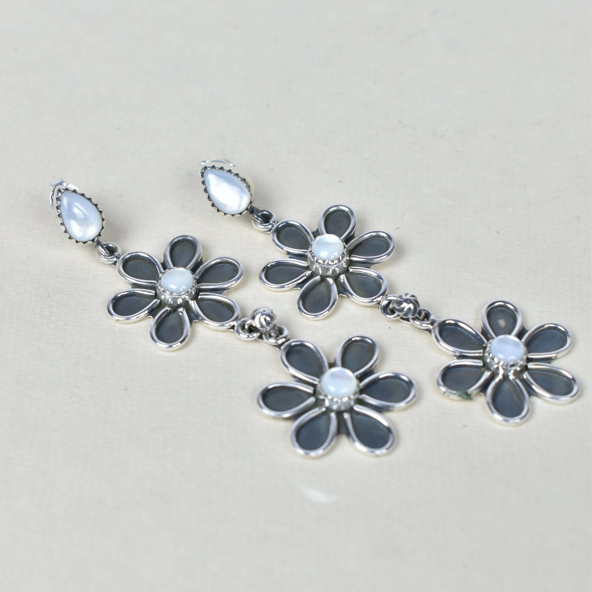 Double Daisy Dangle Earrings-Drop Earrings-Krush Kandy, Women's Online Fashion Boutique Located in Phoenix, Arizona (Scottsdale Area)