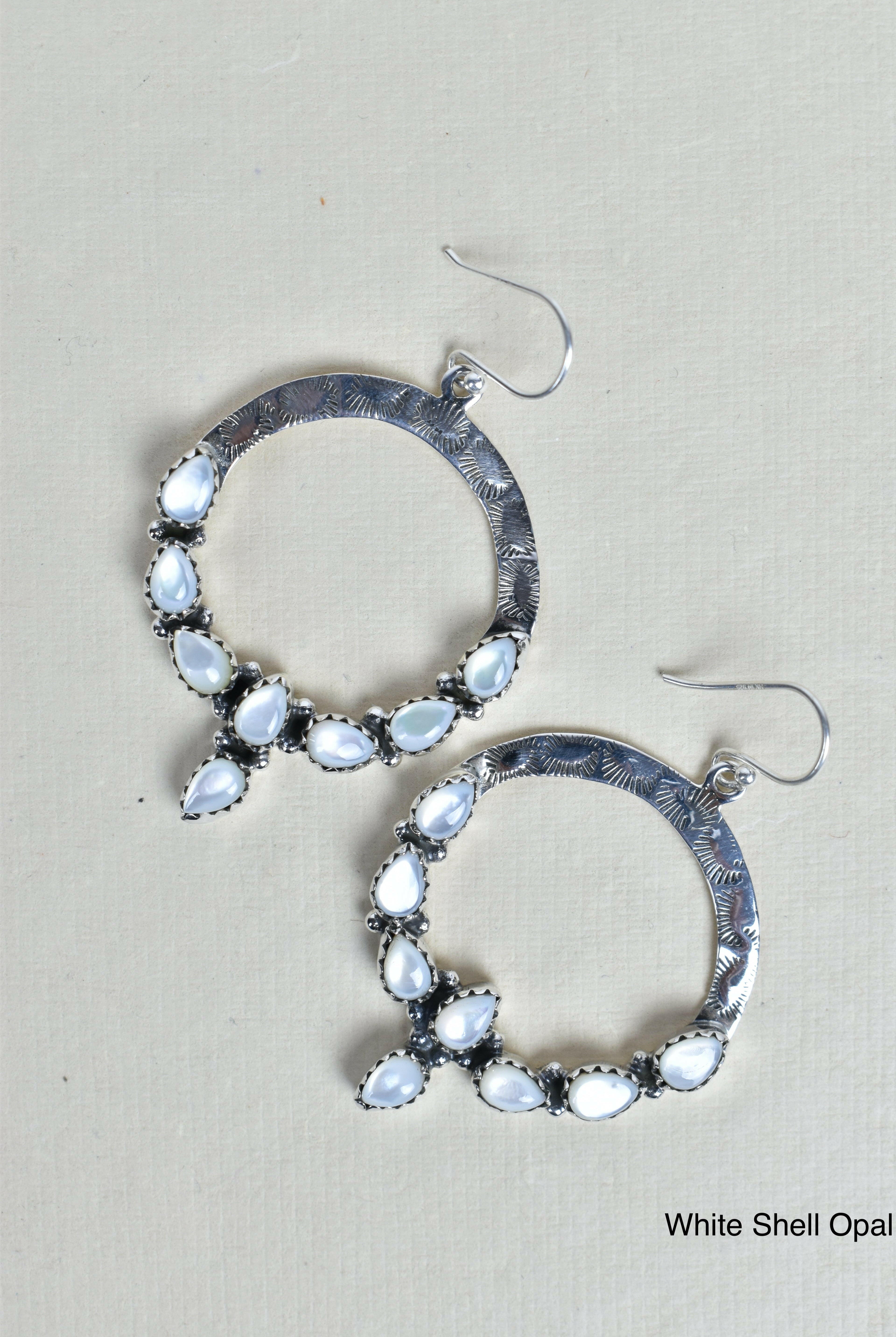 Hammered Hoop & Gemmed Loop Earring-Hoop Earrings-Krush Kandy, Women's Online Fashion Boutique Located in Phoenix, Arizona (Scottsdale Area)