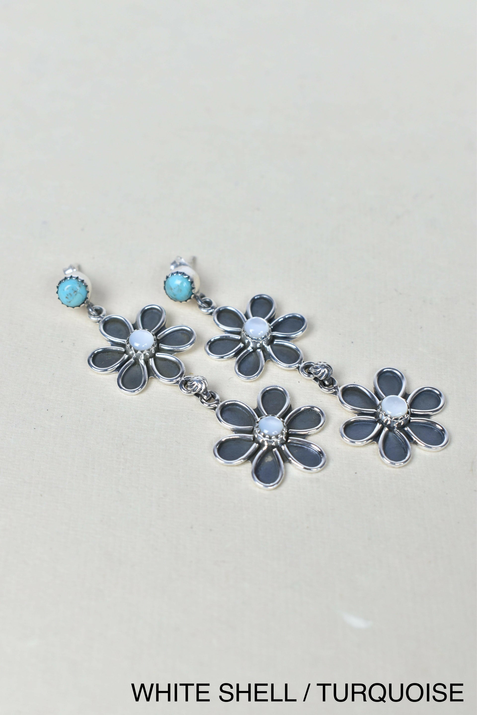 Double Daisy Dangle Earrings-Drop Earrings-Krush Kandy, Women's Online Fashion Boutique Located in Phoenix, Arizona (Scottsdale Area)