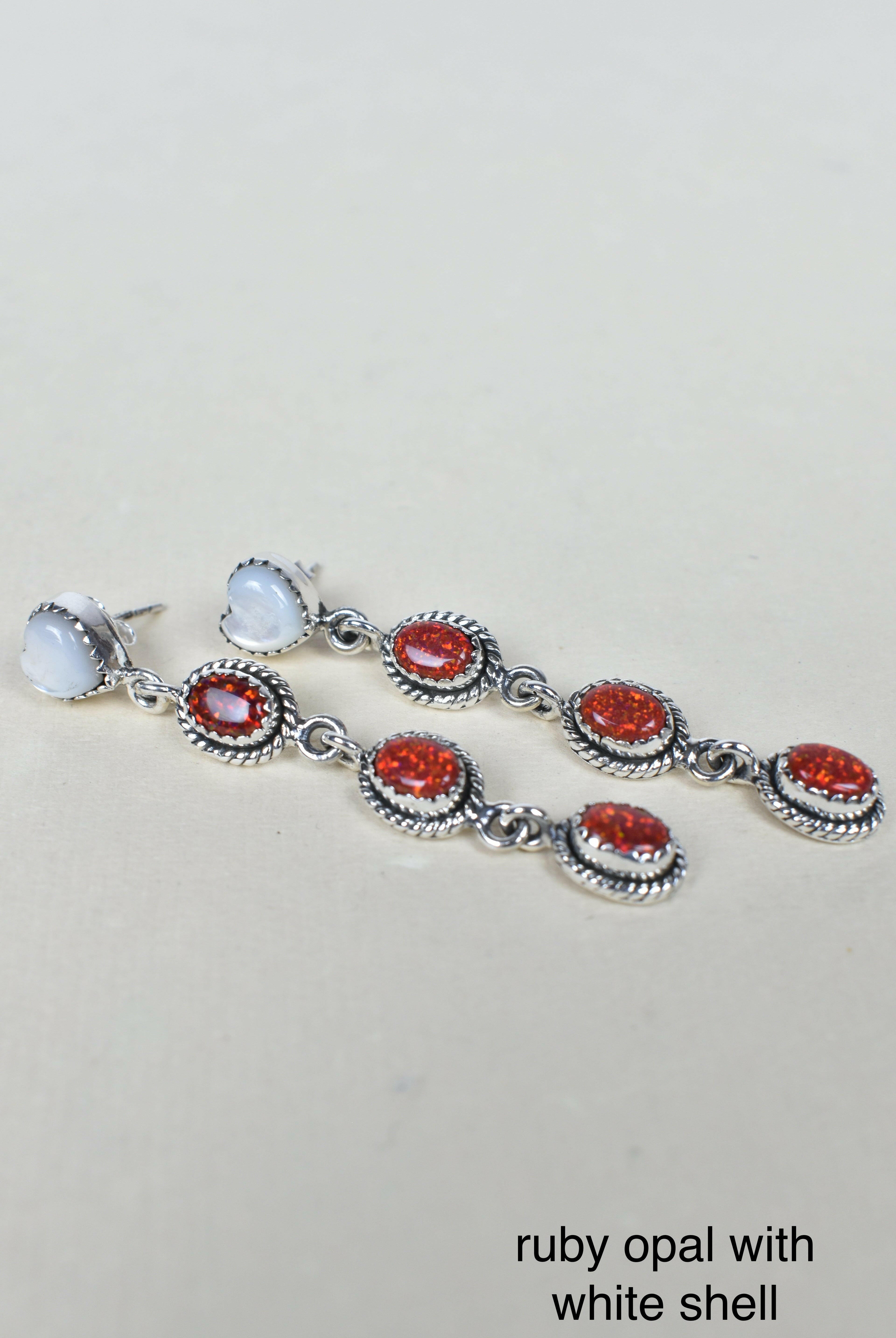 Heart And Stone Dangle Earrings-Drop Earrings-Krush Kandy, Women's Online Fashion Boutique Located in Phoenix, Arizona (Scottsdale Area)