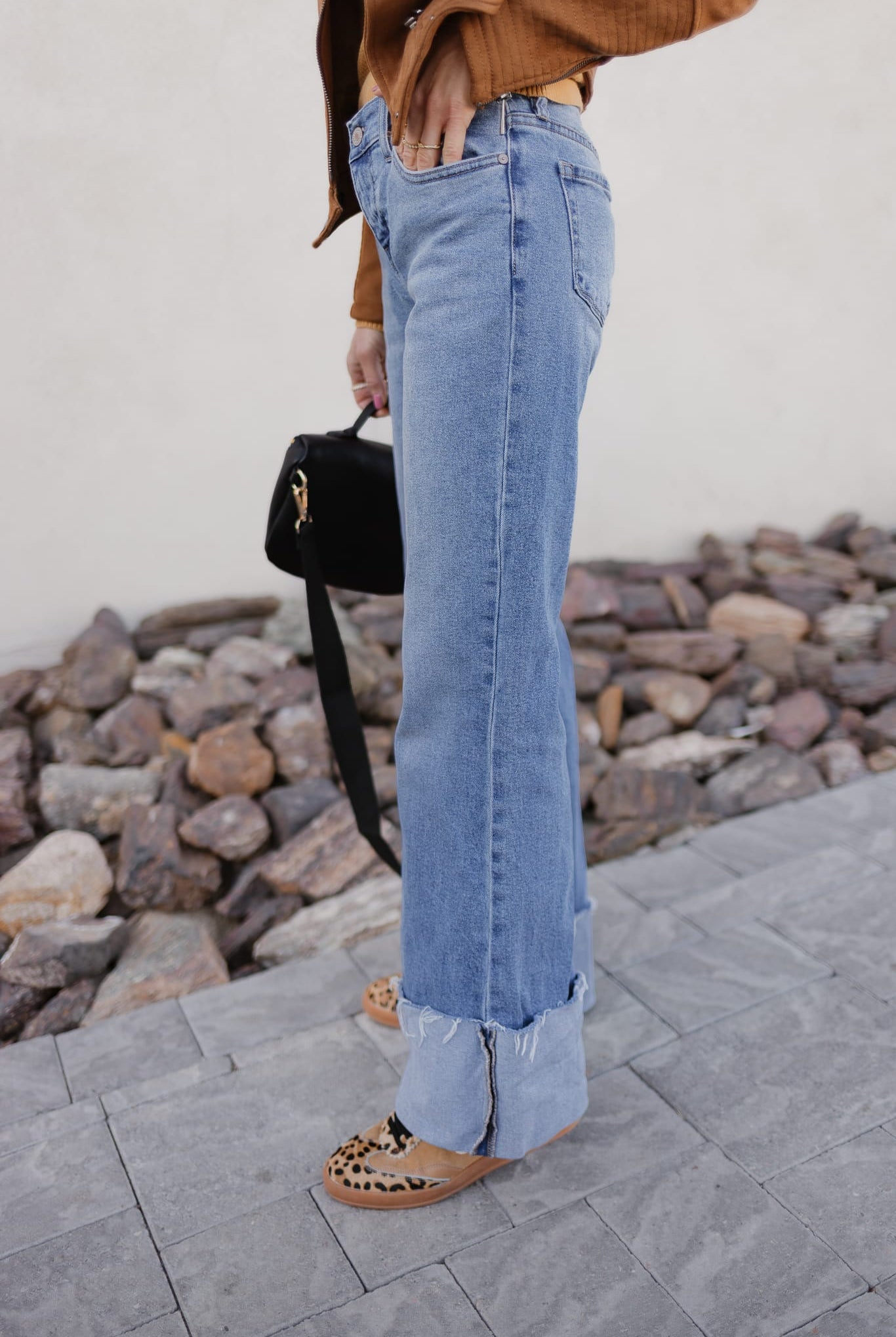 KANCAN Wide Leg Rolled Cuff Denim Jean-Jeans-Krush Kandy, Women's Online Fashion Boutique Located in Phoenix, Arizona (Scottsdale Area)