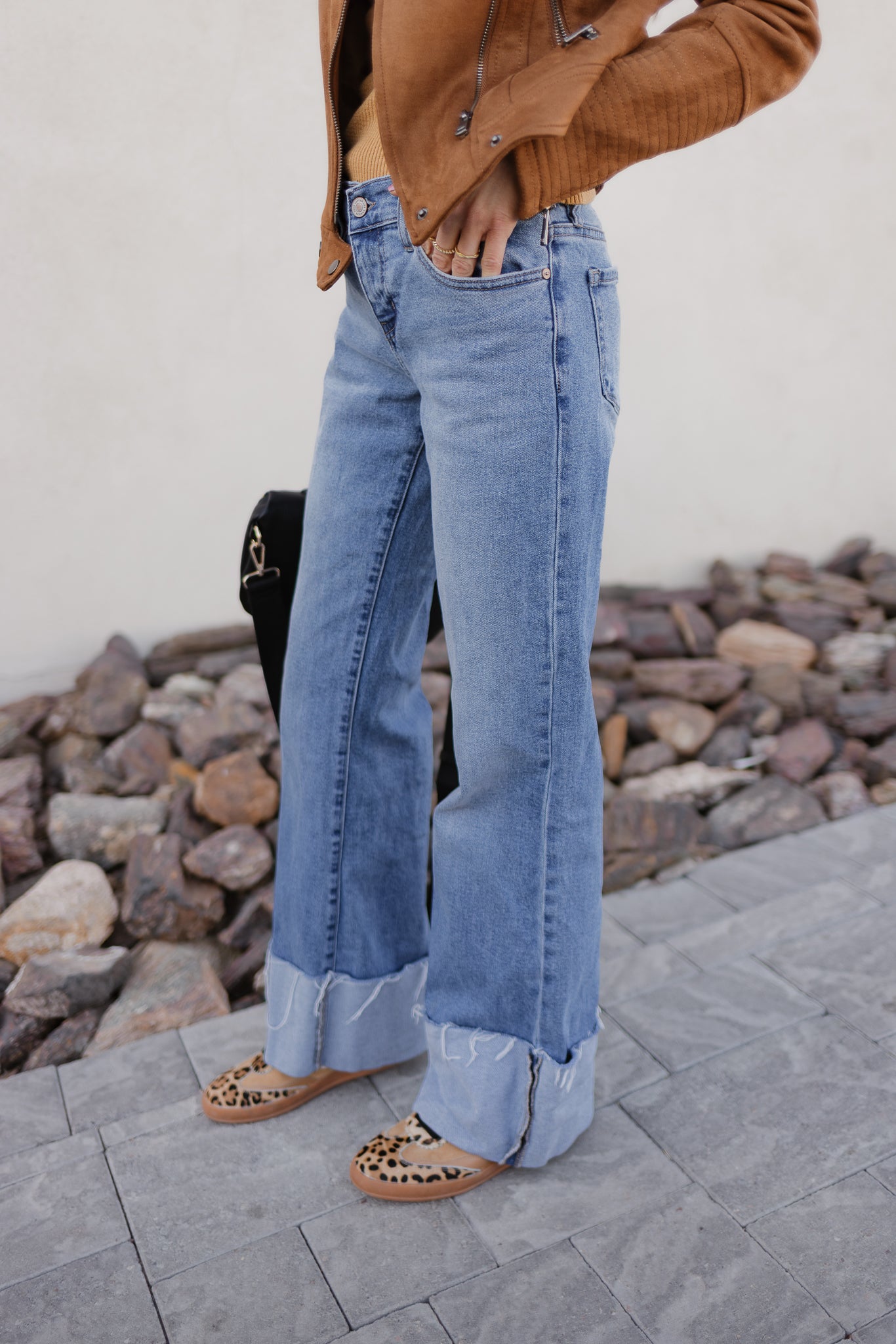 KANCAN Wide Leg Rolled Cuff Denim Jean-Jeans-Krush Kandy, Women's Online Fashion Boutique Located in Phoenix, Arizona (Scottsdale Area)