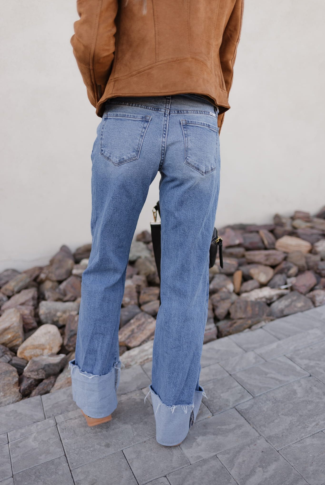 KANCAN Wide Leg Rolled Cuff Denim Jean-Jeans-Krush Kandy, Women's Online Fashion Boutique Located in Phoenix, Arizona (Scottsdale Area)