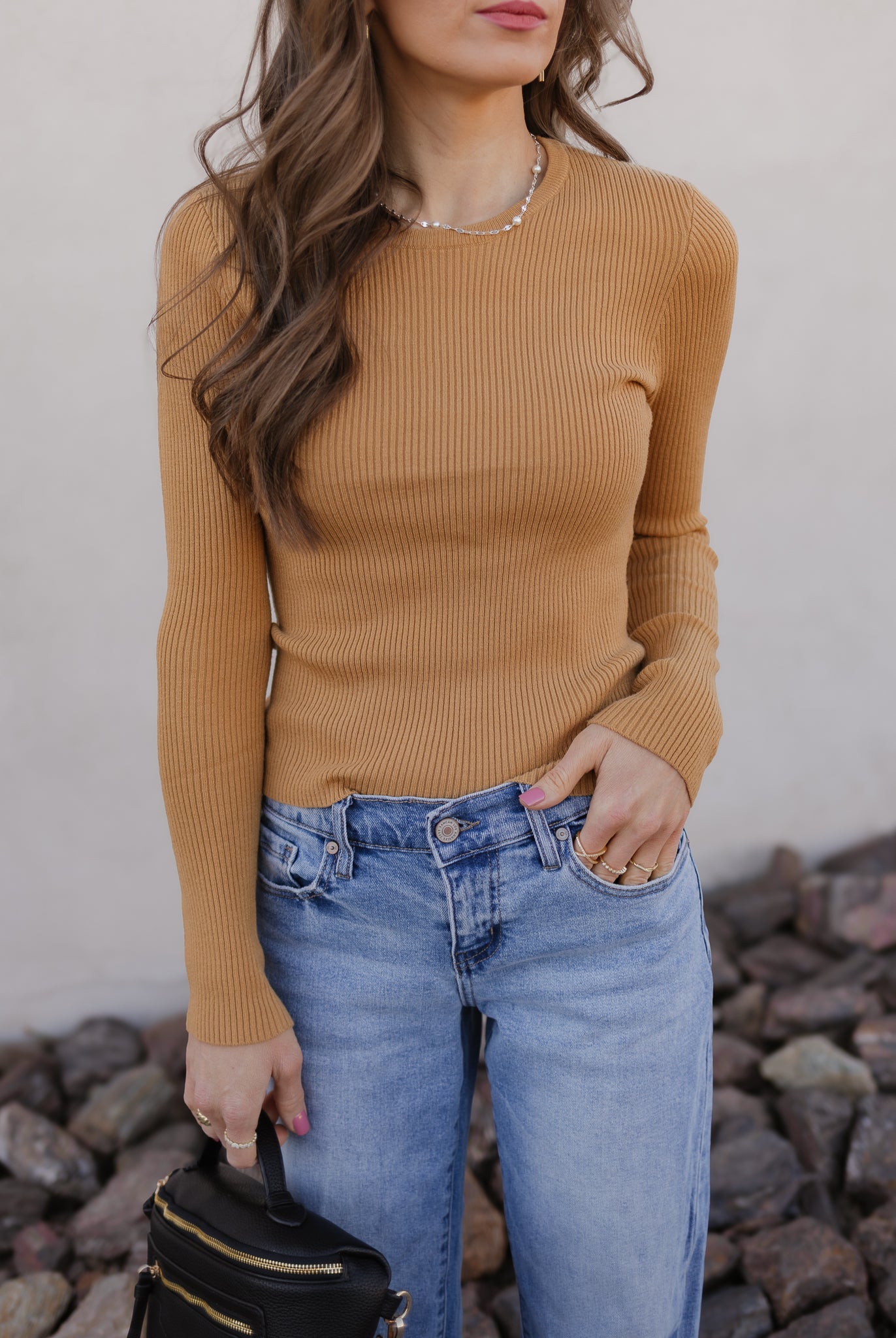 Luxe Ribbed Long Sleeve Crew Sweater-Tops-Krush Kandy, Women's Online Fashion Boutique Located in Phoenix, Arizona (Scottsdale Area)