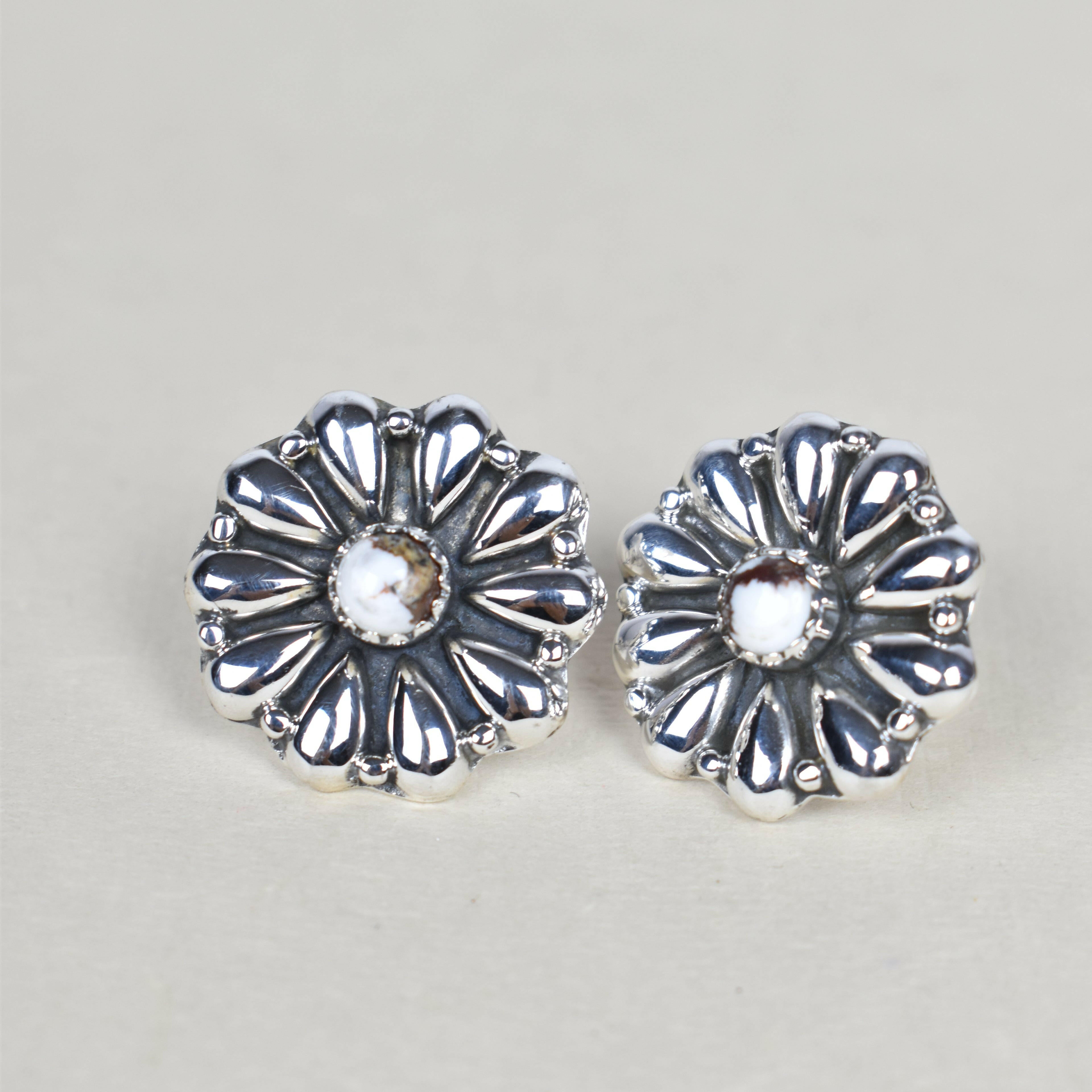 Sterling Silver Daisy Concho Stud Earrings-Stud Earrings-Krush Kandy, Women's Online Fashion Boutique Located in Phoenix, Arizona (Scottsdale Area)