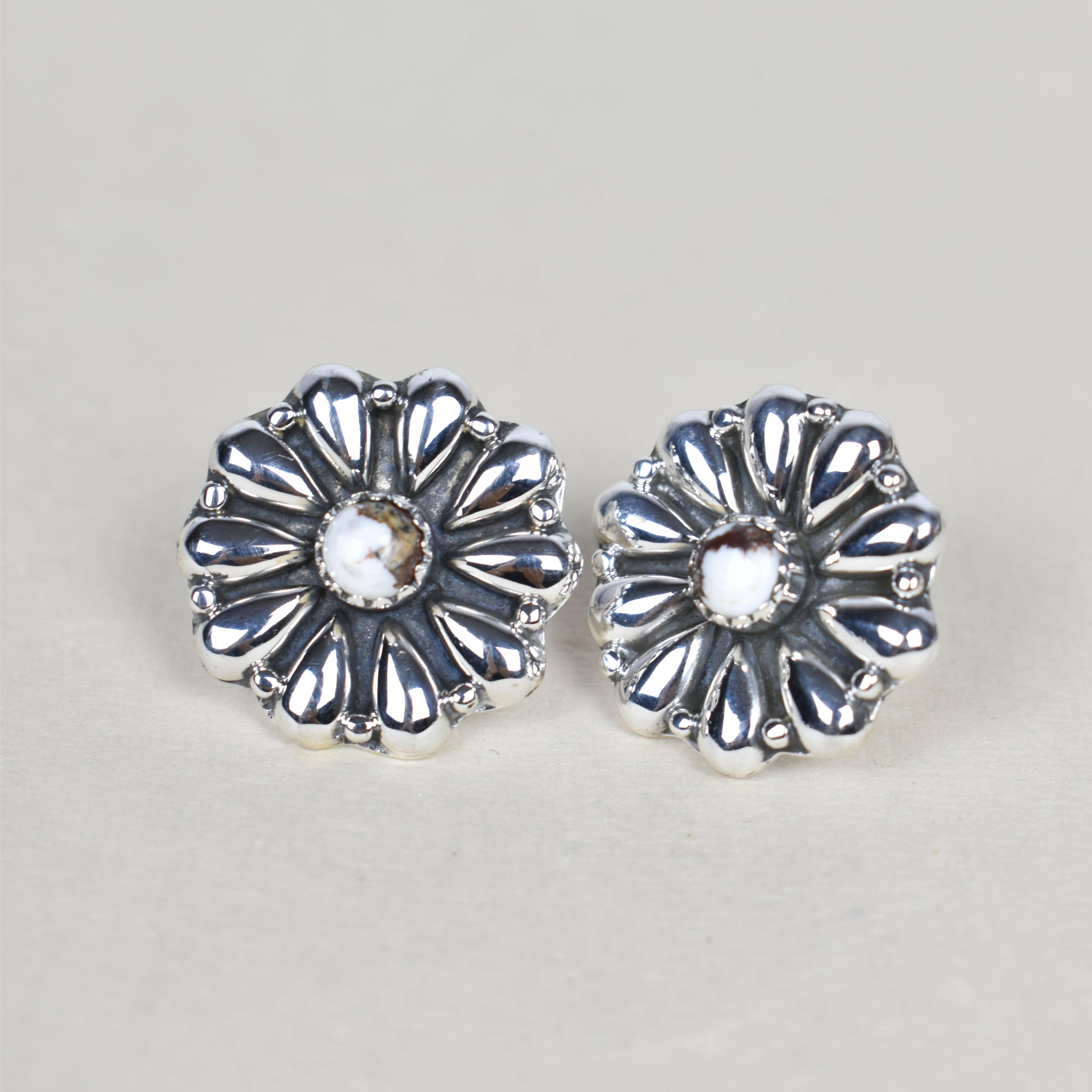 Sterling Silver Daisy Concho Stud Earrings-Stud Earrings-Krush Kandy, Women's Online Fashion Boutique Located in Phoenix, Arizona (Scottsdale Area)