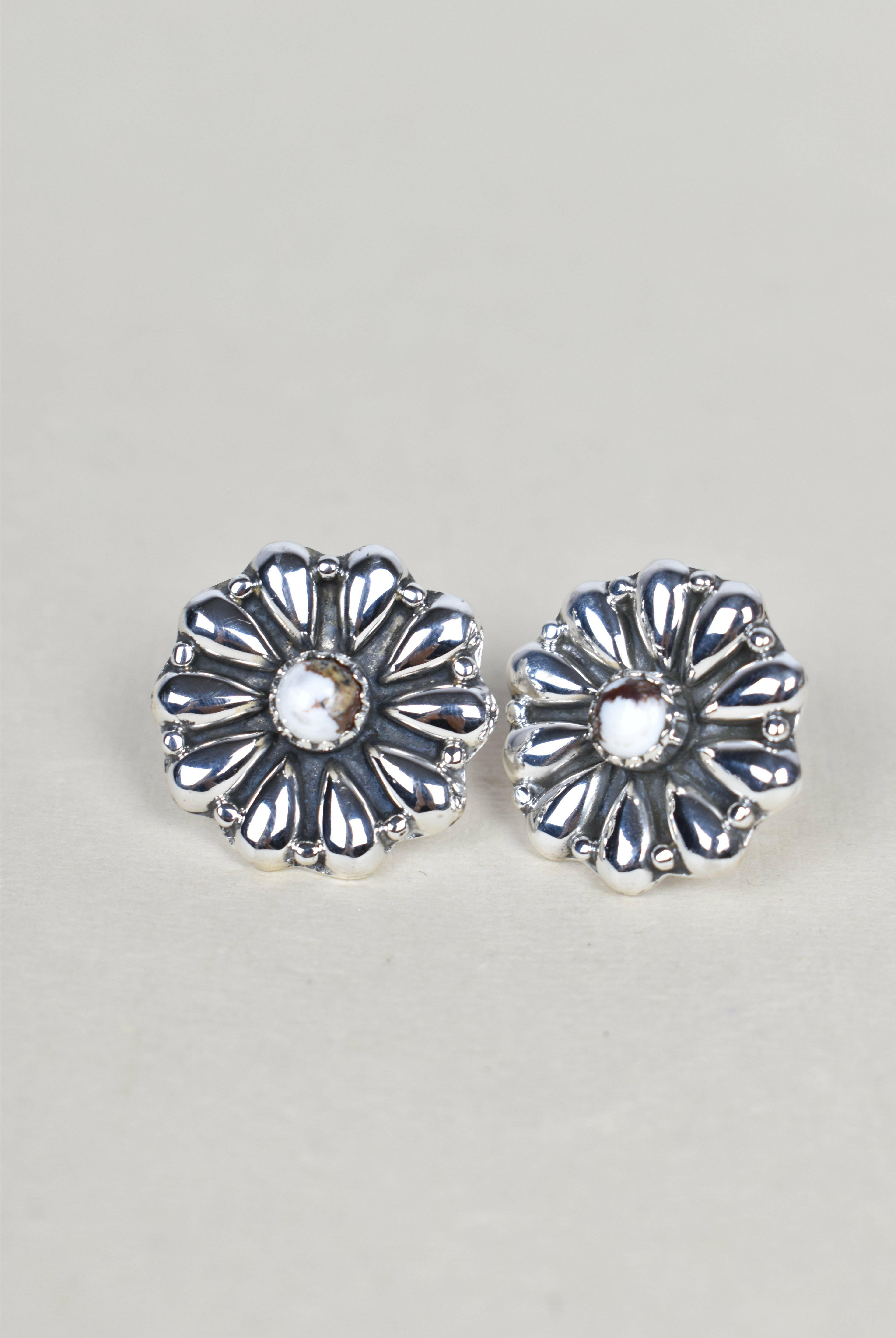 Sterling Silver Daisy Concho Stud Earrings-Stud Earrings-Krush Kandy, Women's Online Fashion Boutique Located in Phoenix, Arizona (Scottsdale Area)