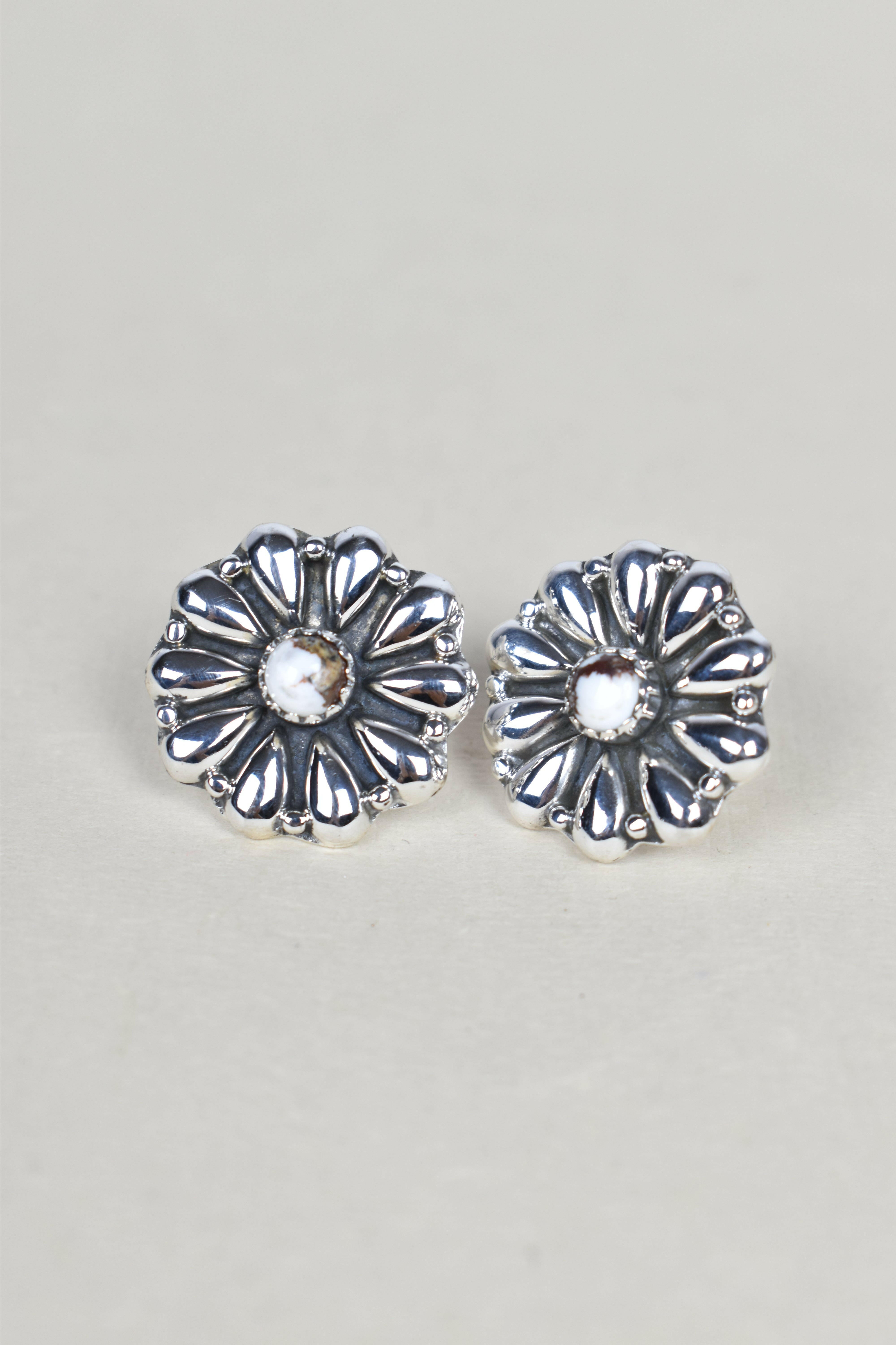Sterling Silver Daisy Concho Stud Earrings-Stud Earrings-Krush Kandy, Women's Online Fashion Boutique Located in Phoenix, Arizona (Scottsdale Area)