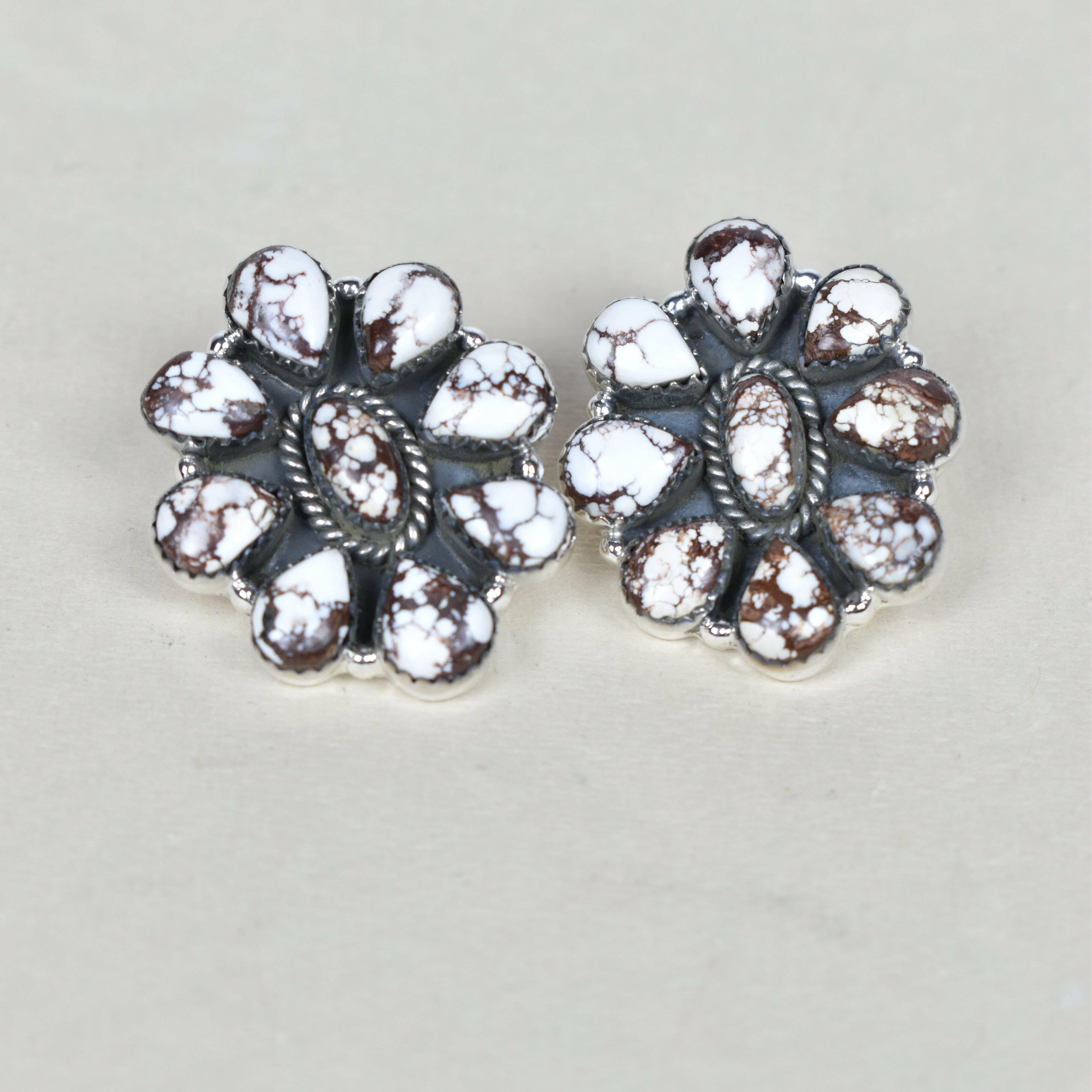 Stone Blossom Sterling Silver Earrings-Stud Earrings-Krush Kandy, Women's Online Fashion Boutique Located in Phoenix, Arizona (Scottsdale Area)
