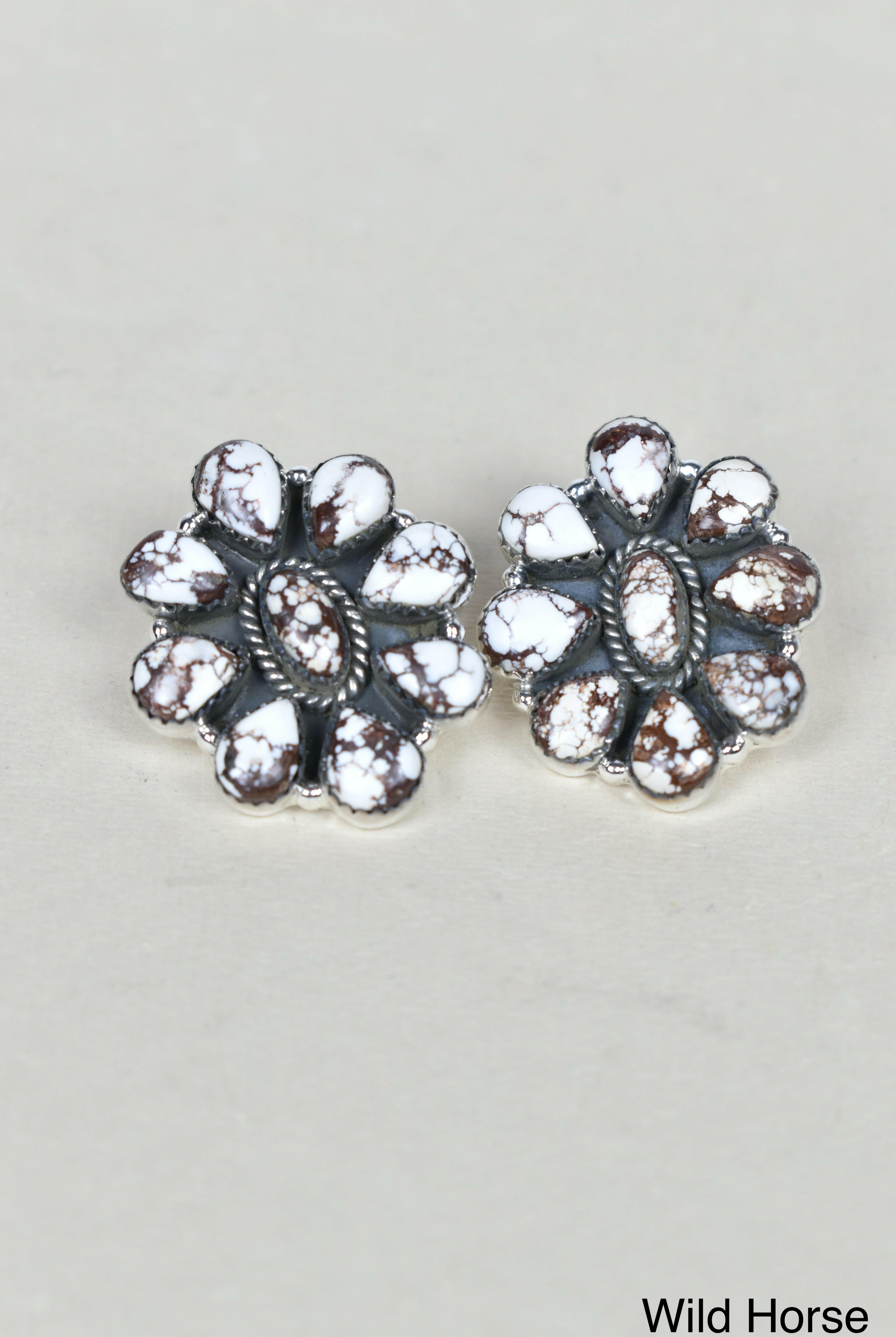 Stone Blossom Sterling Silver Earrings-Stud Earrings-Krush Kandy, Women's Online Fashion Boutique Located in Phoenix, Arizona (Scottsdale Area)