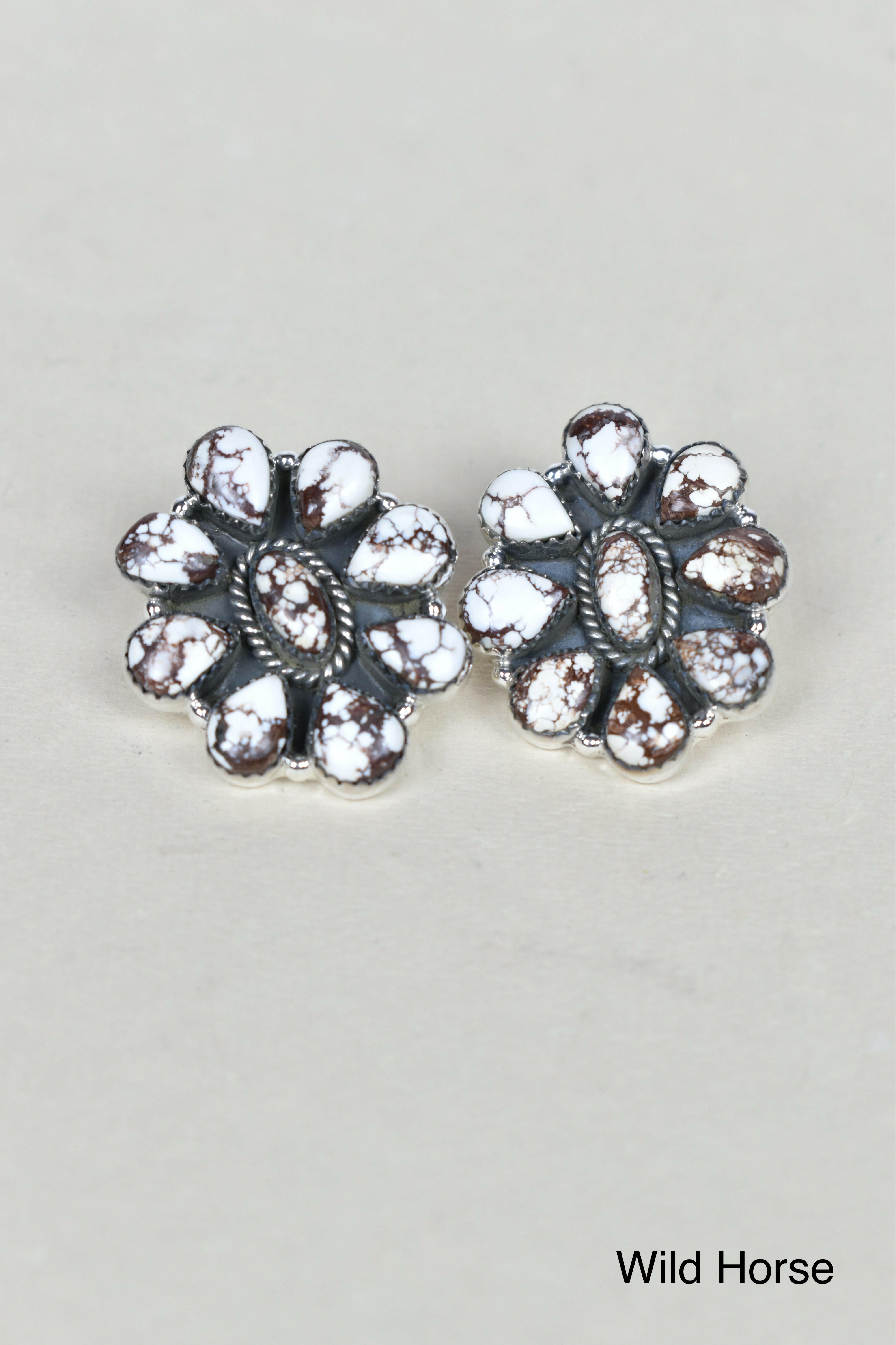 Stone Blossom Sterling Silver Earrings-Stud Earrings-Krush Kandy, Women's Online Fashion Boutique Located in Phoenix, Arizona (Scottsdale Area)