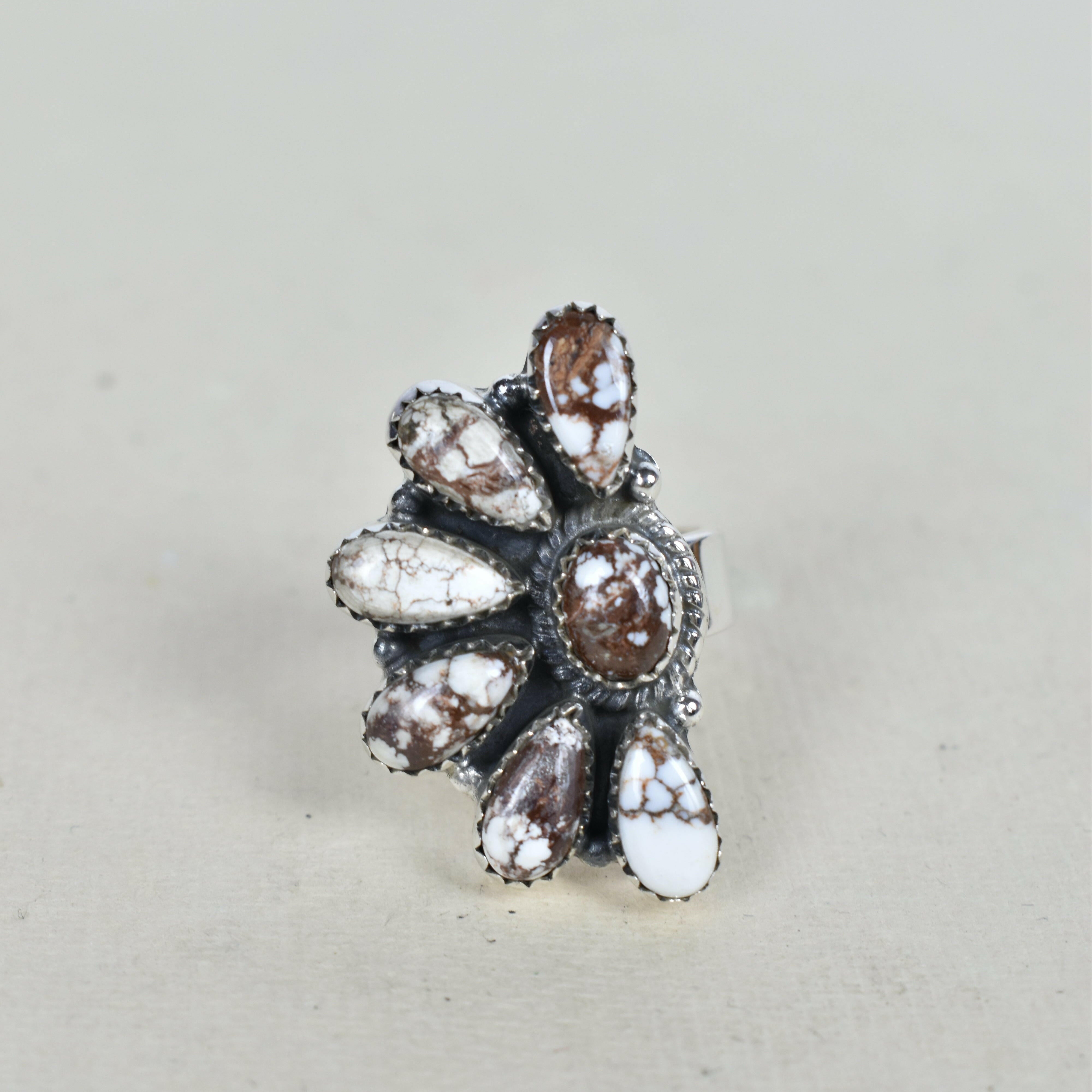Lazy Daisy Sterling Jeweled Half Ring-Cluster Rings-Krush Kandy, Women's Online Fashion Boutique Located in Phoenix, Arizona (Scottsdale Area)