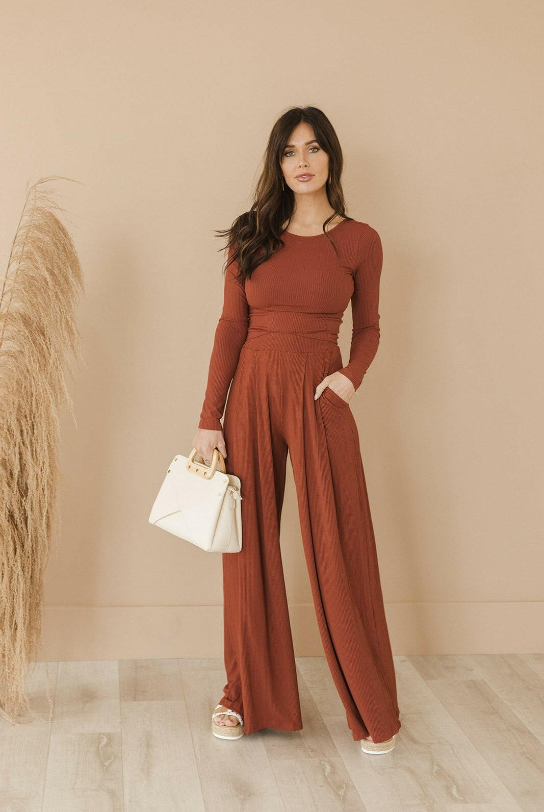 Drive You Mad Ribbed Wide Leg Pants | 6 Colors-Pants-Krush Kandy, Women's Online Fashion Boutique Located in Phoenix, Arizona (Scottsdale Area)