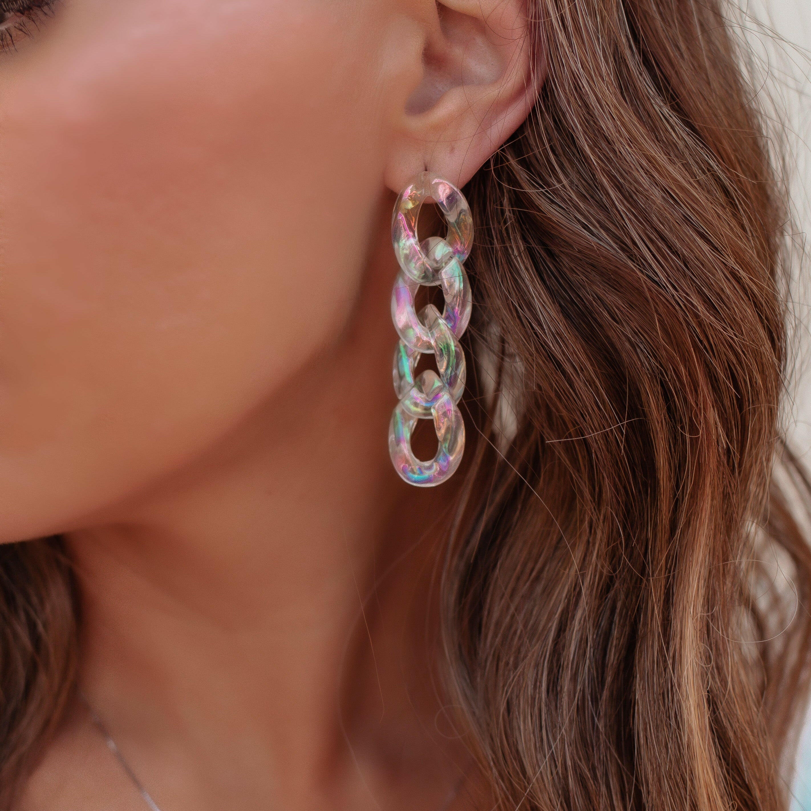 Enjoy It Rainbow Acrylic Chain Link Earrings-Drop Earrings-Krush Kandy, Women's Online Fashion Boutique Located in Phoenix, Arizona (Scottsdale Area)