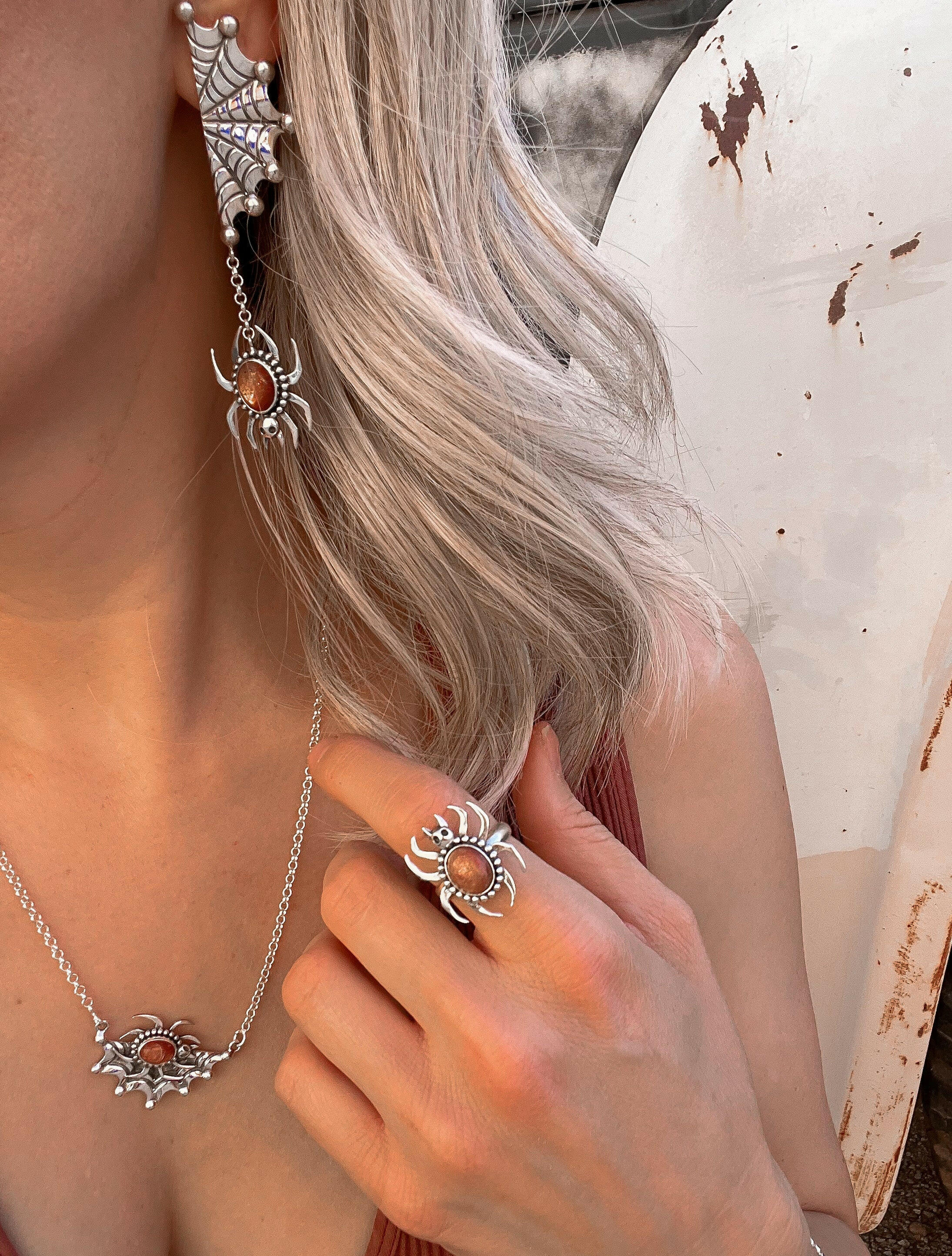 Half Web Single Stone Necklace | Krush Original-Krush Kandy, Women's Online Fashion Boutique Located in Phoenix, Arizona (Scottsdale Area)