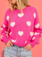 Heart Round Neck Drop Shoulder Sweater-Krush Kandy, Women's Online Fashion Boutique Located in Phoenix, Arizona (Scottsdale Area)