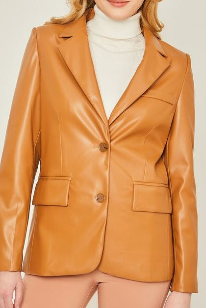 Talk Of The Town Faux Leather Blazer | 5 Colors-Blazers-Krush Kandy, Women's Online Fashion Boutique Located in Phoenix, Arizona (Scottsdale Area)