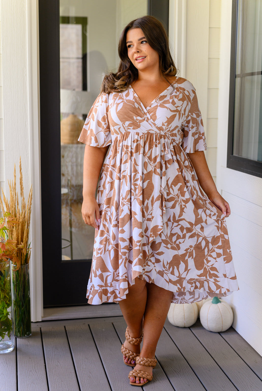Conversation Starter Floral Faux Wrap Dress-Dresses-Krush Kandy, Women's Online Fashion Boutique Located in Phoenix, Arizona (Scottsdale Area)