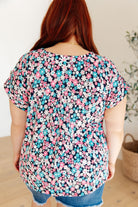 Lizzy Cap Sleeve Top in Navy and Hot Pink Floral-Short Sleeve Tops-Krush Kandy, Women's Online Fashion Boutique Located in Phoenix, Arizona (Scottsdale Area)