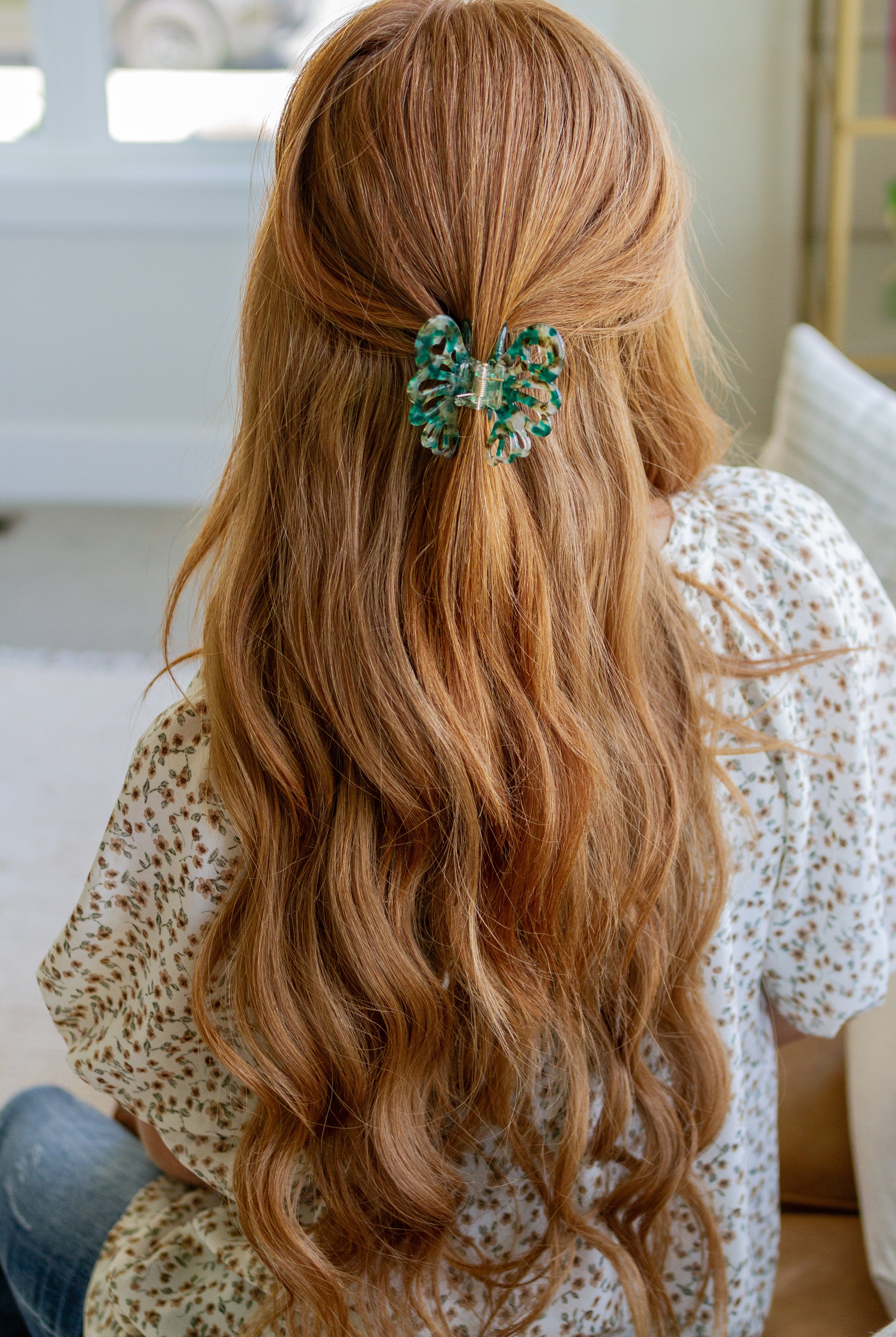 Emerald Butterfly Claw Clip-Hair Accessories-Krush Kandy, Women's Online Fashion Boutique Located in Phoenix, Arizona (Scottsdale Area)
