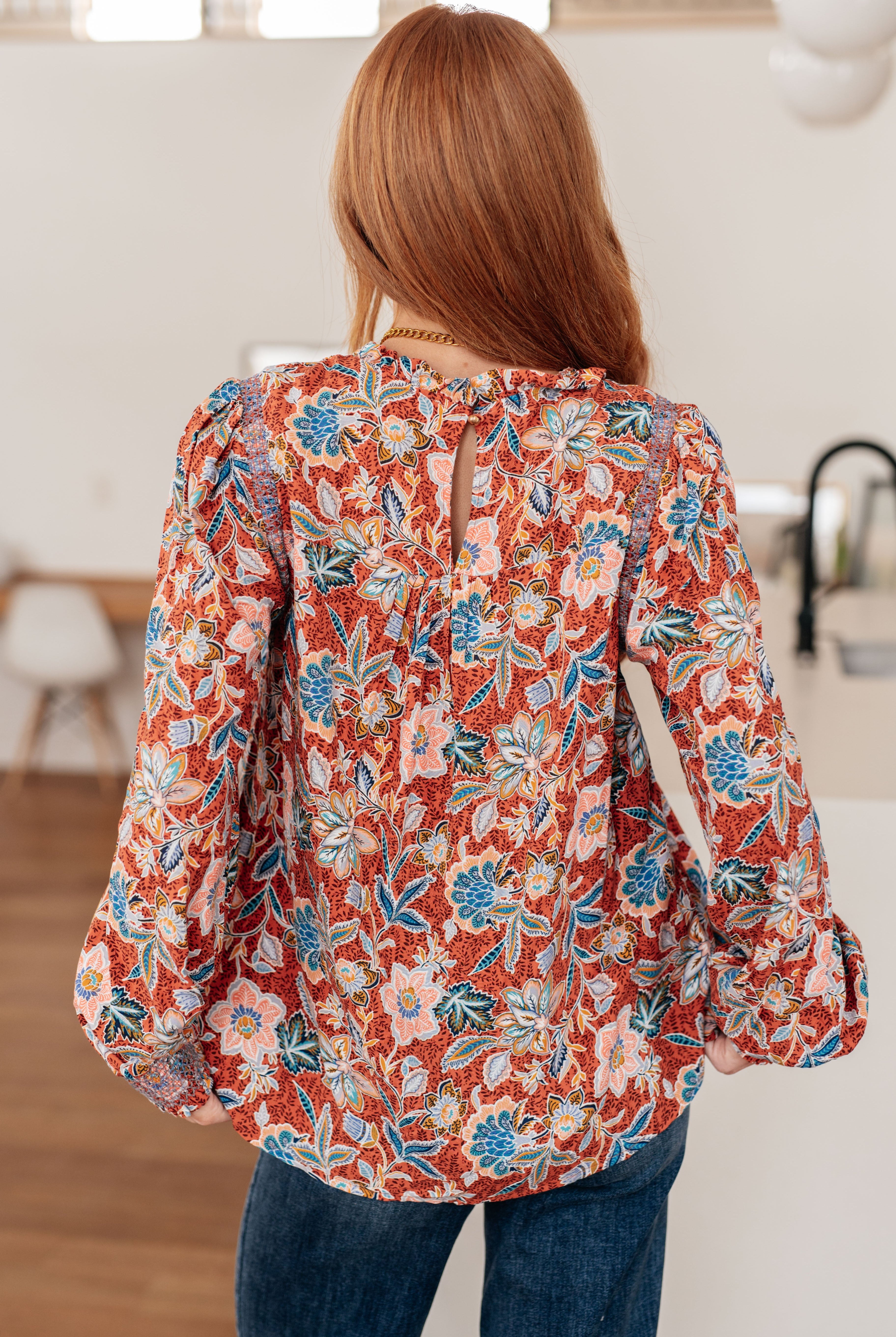 Floral Delight Blouse-Long Sleeve Tops-Krush Kandy, Women's Online Fashion Boutique Located in Phoenix, Arizona (Scottsdale Area)