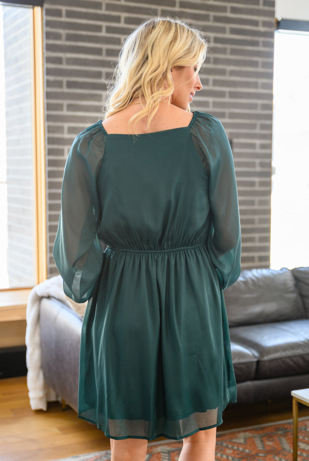 Front And Center Balloon Sleeve Dress in Green | S-3X-Dresses-Krush Kandy, Women's Online Fashion Boutique Located in Phoenix, Arizona (Scottsdale Area)