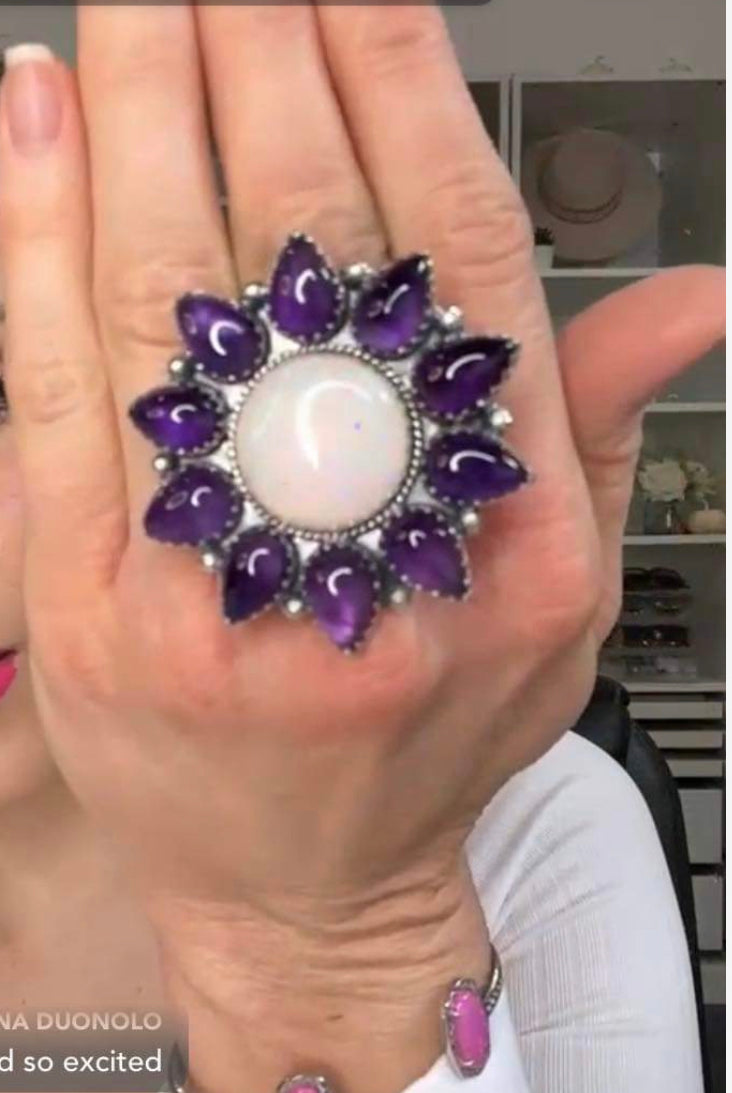 OPAL Sunflower Cluster Sterling Silver Rings | PREORDER-Rings-Krush Kandy, Women's Online Fashion Boutique Located in Phoenix, Arizona (Scottsdale Area)