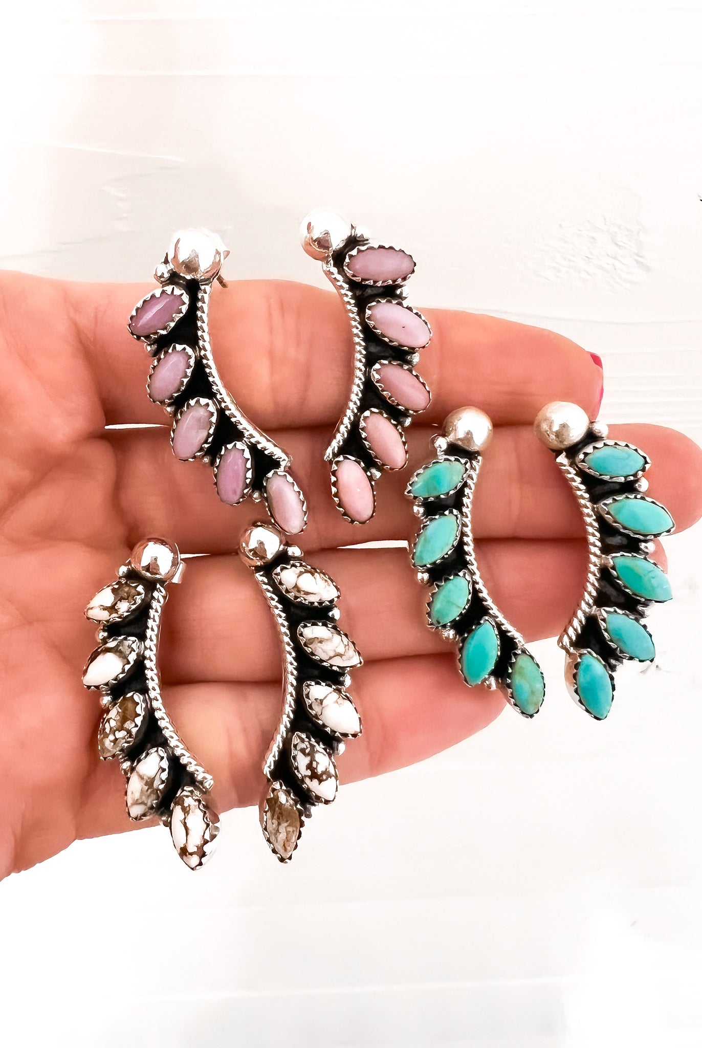 Angelic Sterling Silver Stone Earrings-Earrings-Krush Kandy, Women's Online Fashion Boutique Located in Phoenix, Arizona (Scottsdale Area)