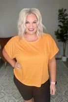 Round Neck Cuffed Sleeve Top in Neon Orange-Short Sleeve Tops-Krush Kandy, Women's Online Fashion Boutique Located in Phoenix, Arizona (Scottsdale Area)