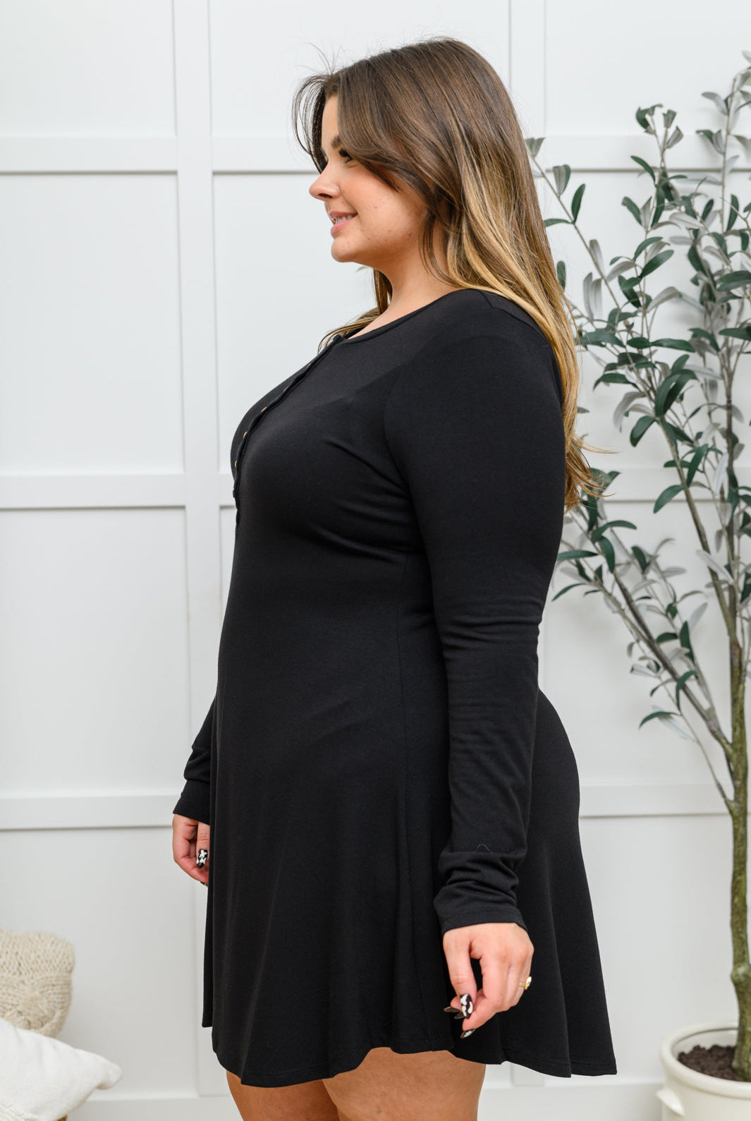 Long Sleeve Button Down Dress In Black-Dresses-Krush Kandy, Women's Online Fashion Boutique Located in Phoenix, Arizona (Scottsdale Area)